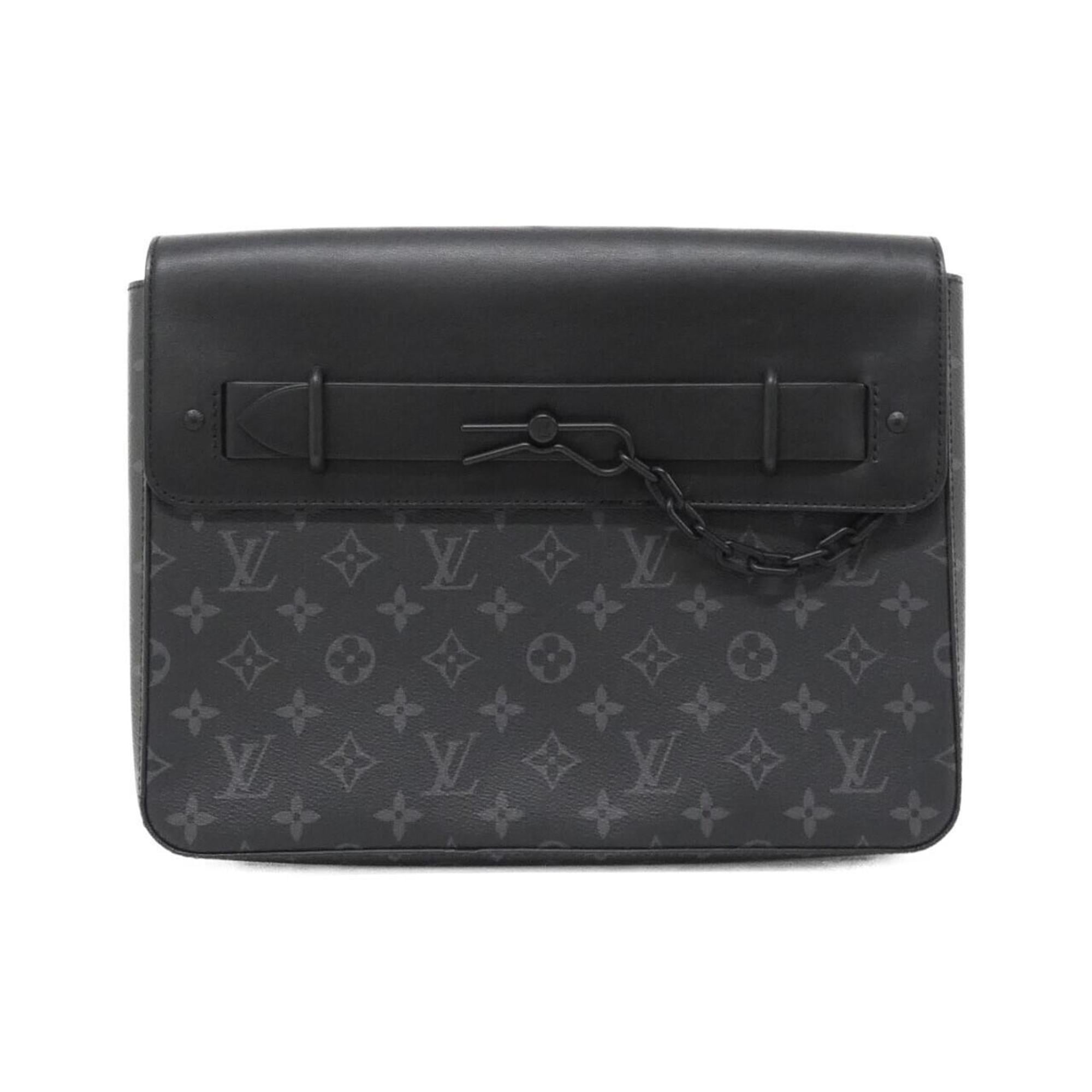Louis Vuitton Black Coated Canvas Clutch Bag Handbag