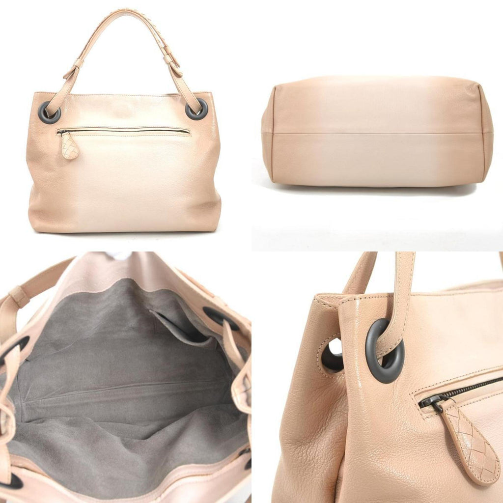 Bottega Veneta Pink Beige Leather Handbag