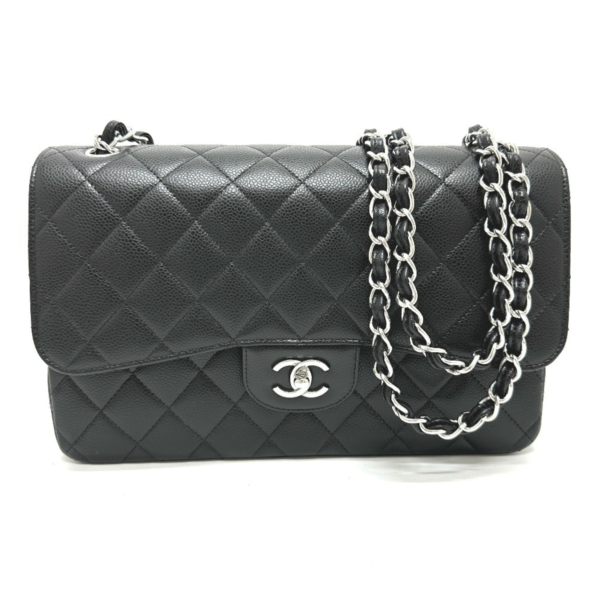 Chanel Black Grained Calfskin Shoulder Bag
