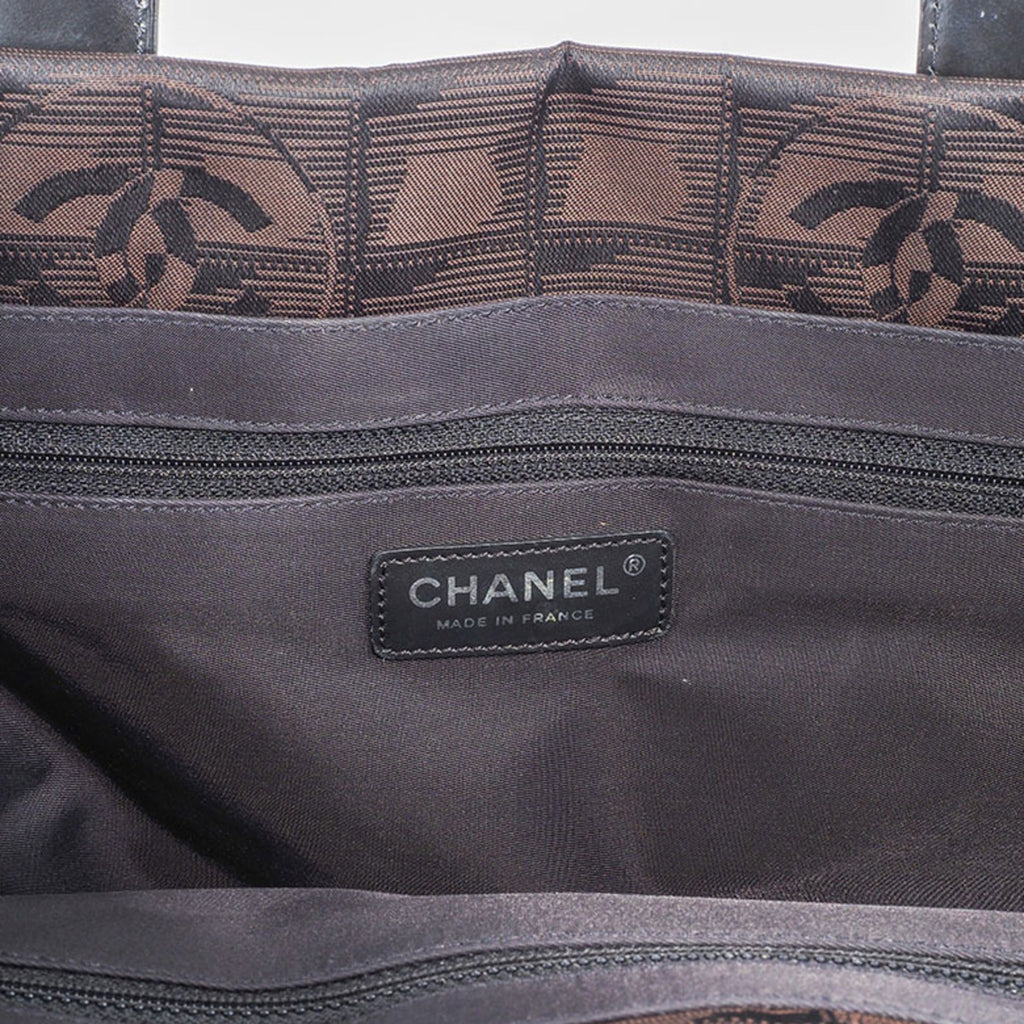 Chanel New Travel Line Brown Jacquard Leather Tote Bag