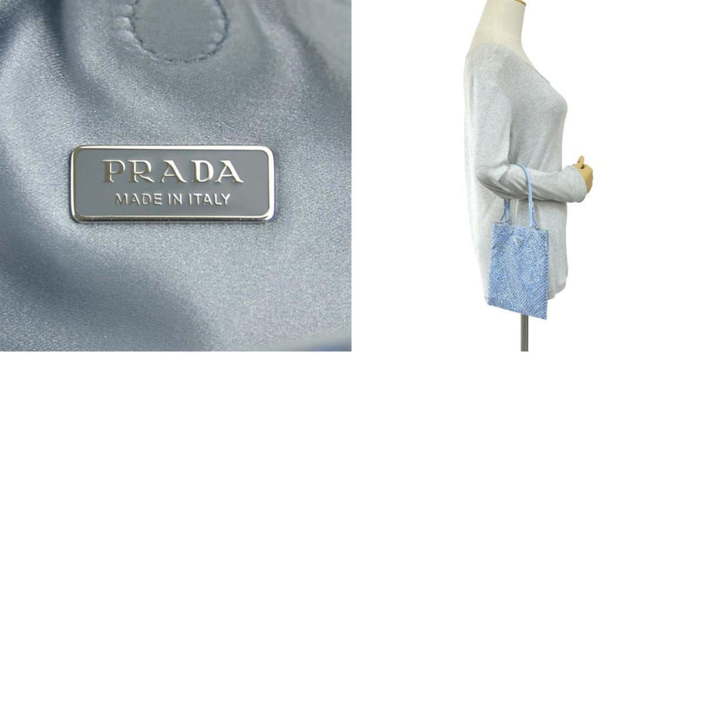 Prada Light Blue Satin Rhinestone Handbag