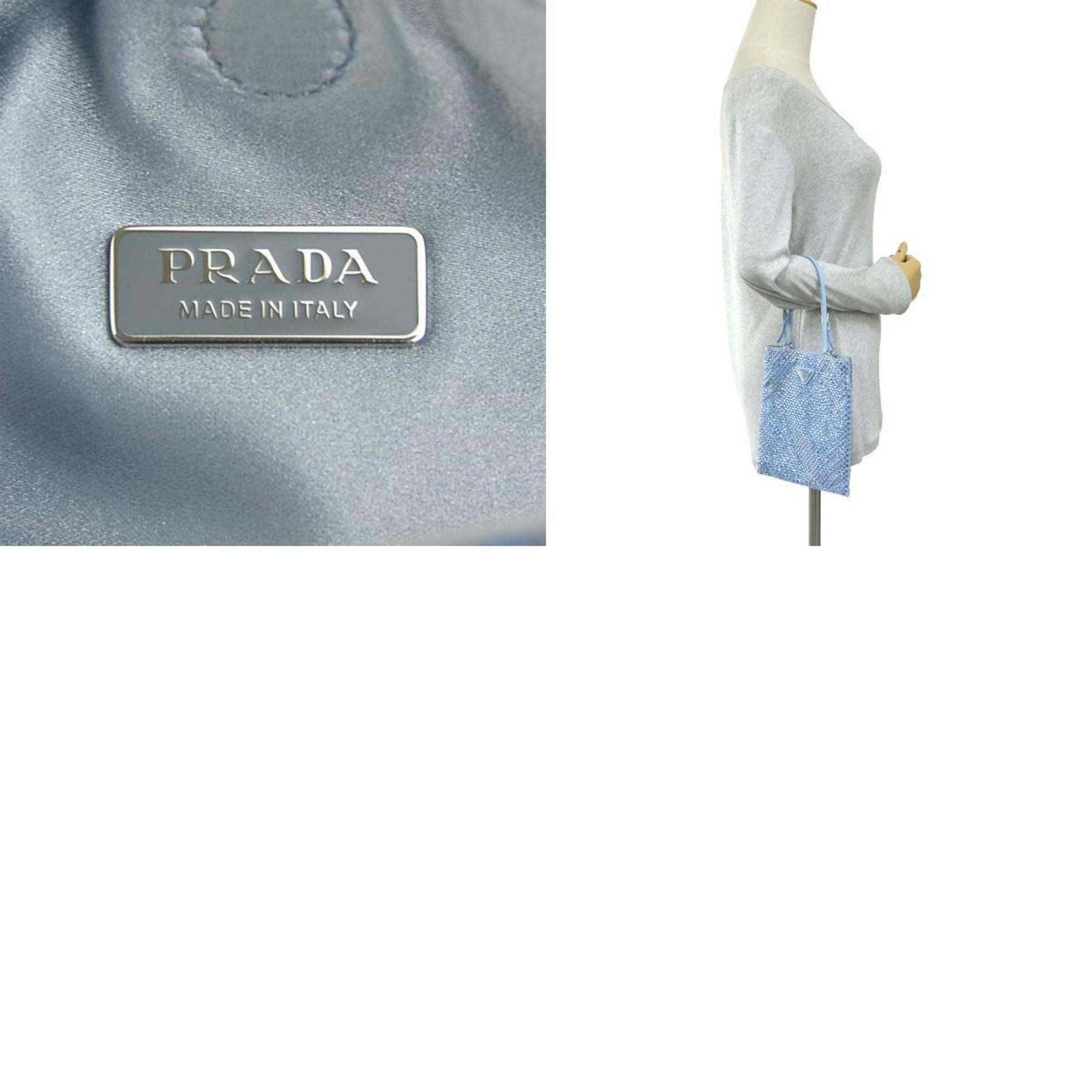 Prada Light Blue Satin Rhinestone Handbag