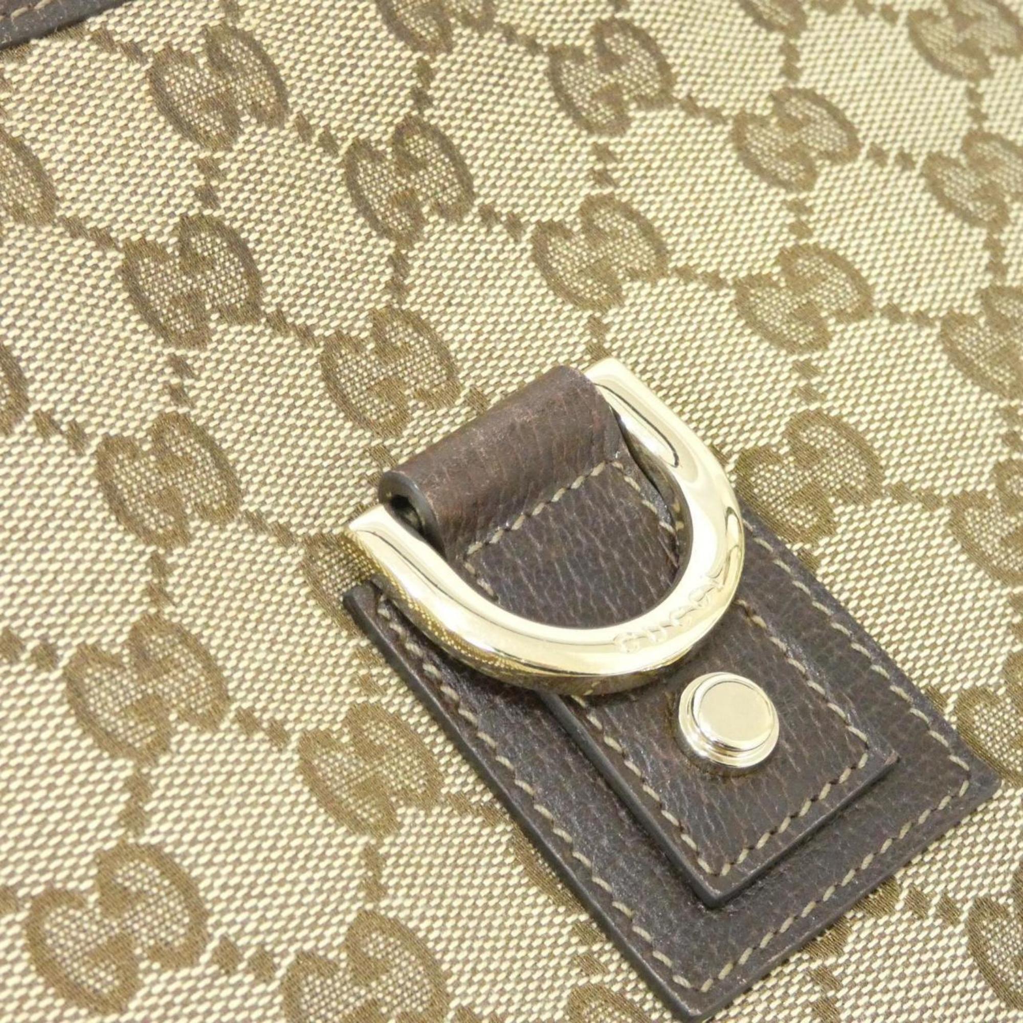 Gucci Beige Brown Gg Canvas Shoulder Bag (Pre-Owned)