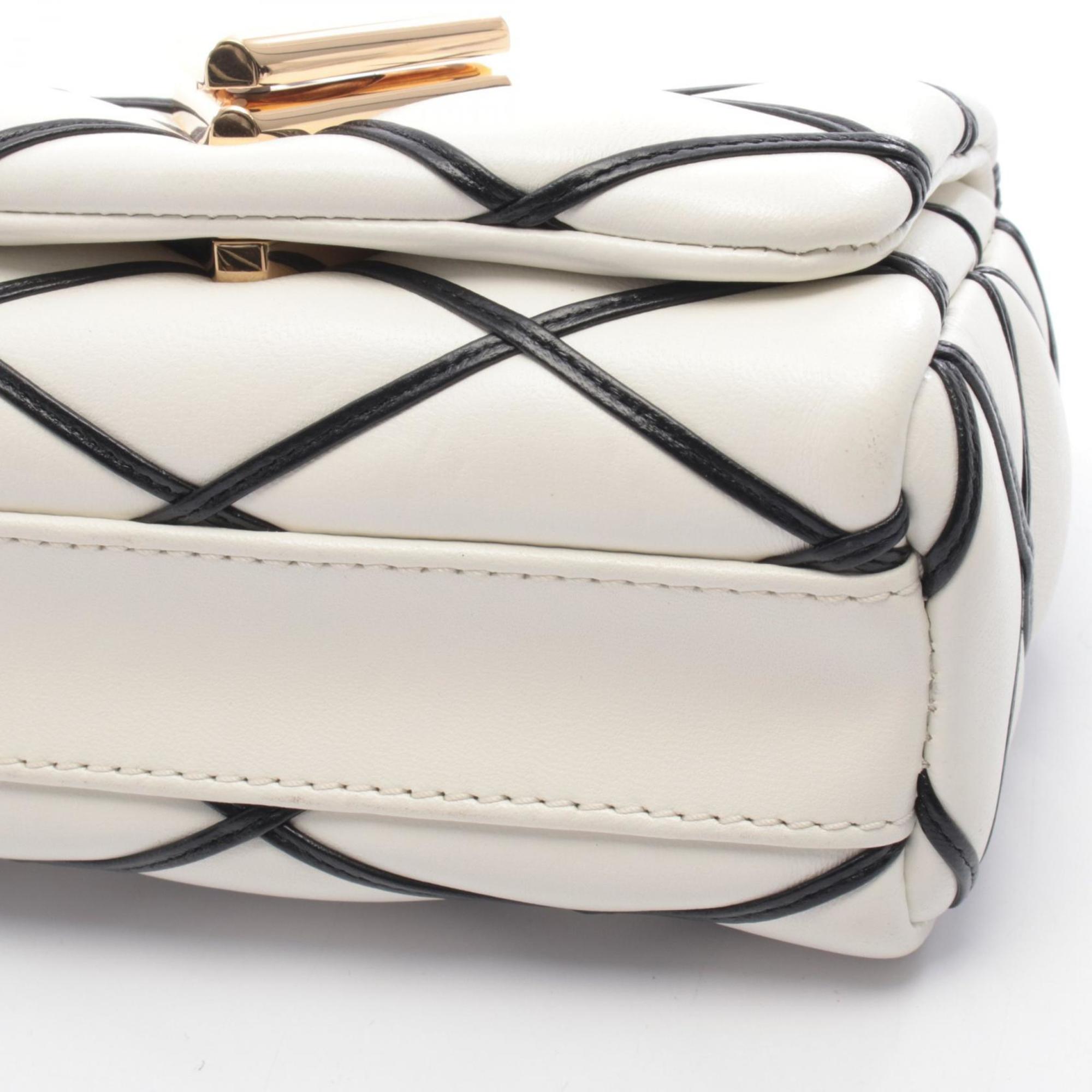Louis Vuitton Black White Leather Handbag Shoulder Bag