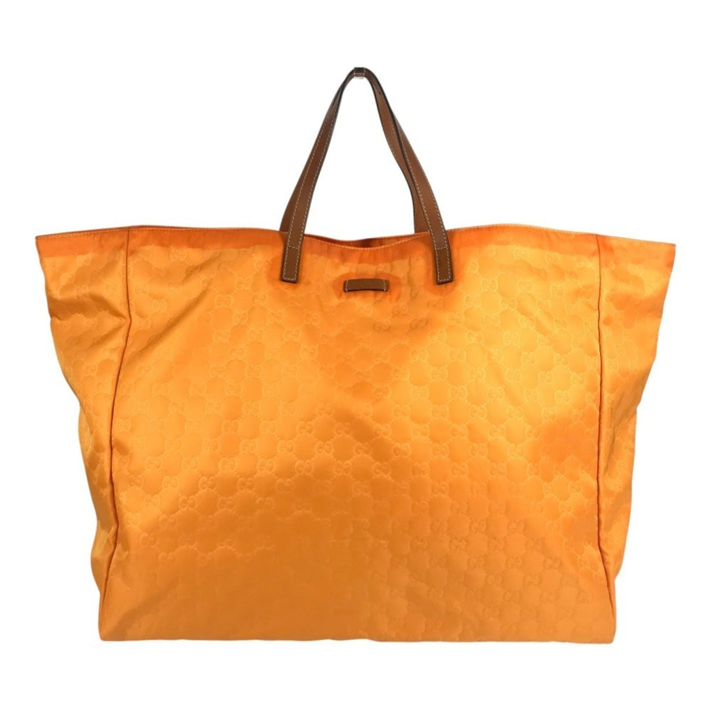 Gucci Orange Nylon Leather Handbag Tote Bag (Pre-Owned)