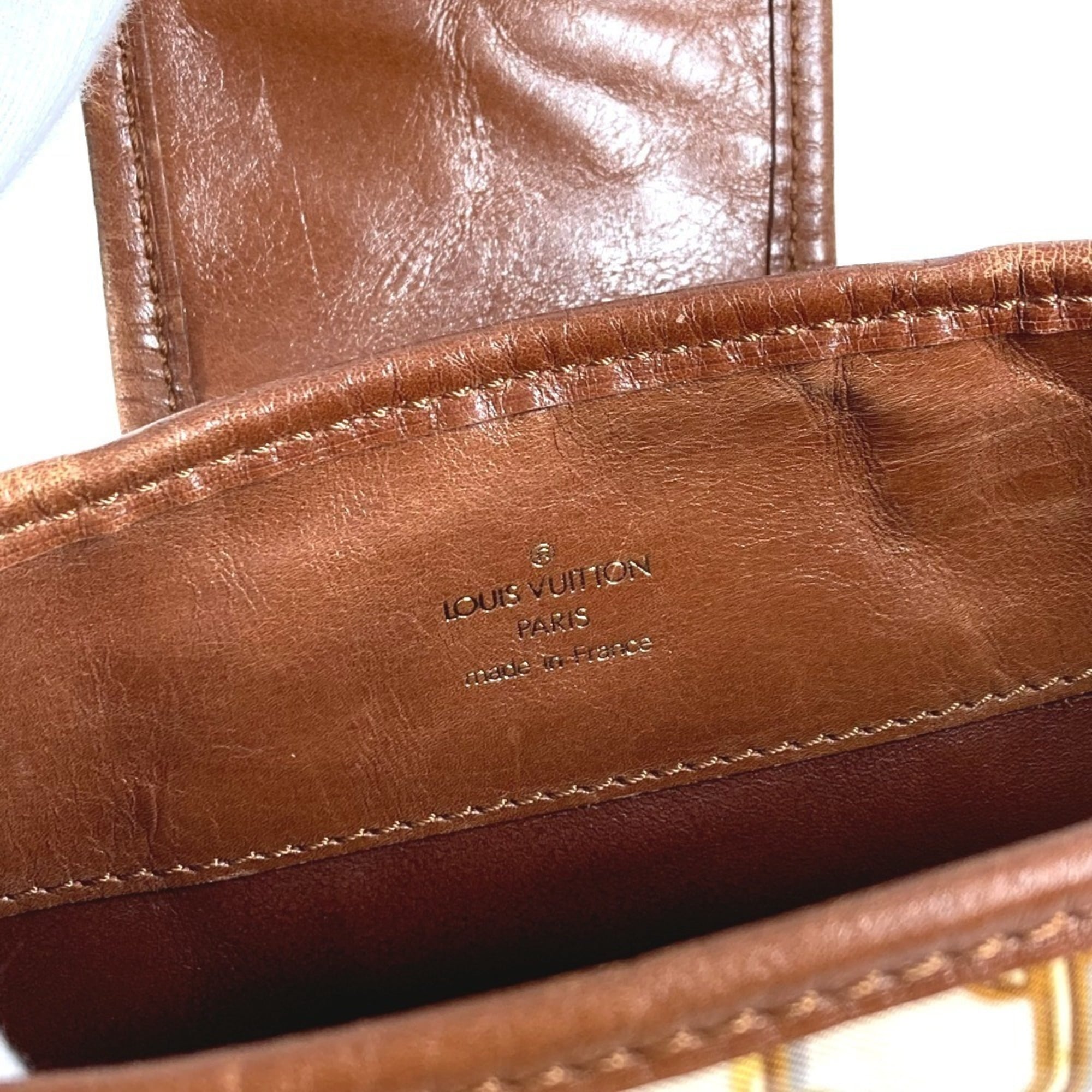 Louis Vuitton Brown White Vinyl Leather Shoulder Bag