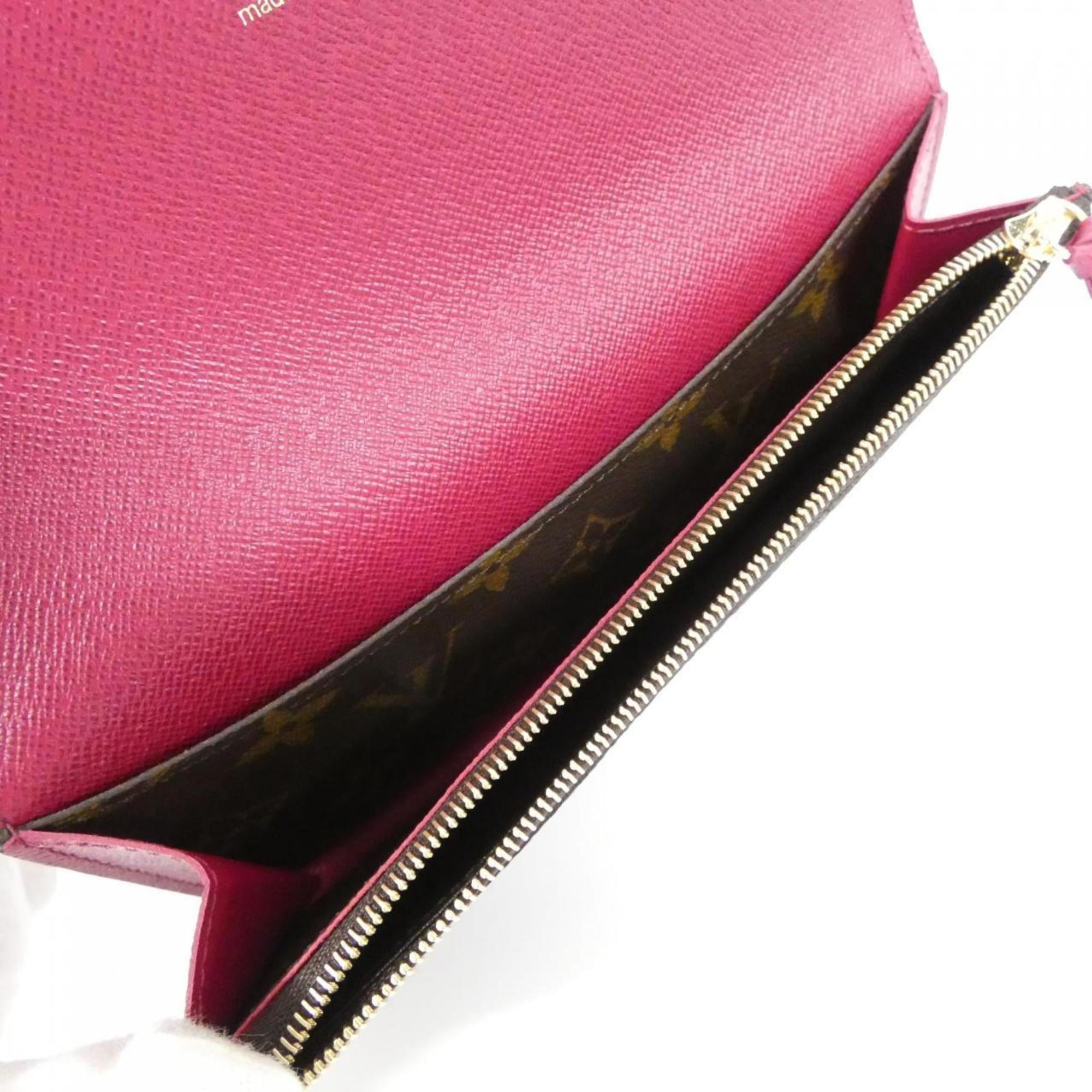 Louis Vuitton Brown Fuchsia Coated Canvas Long Wallet (Tri-Fold)