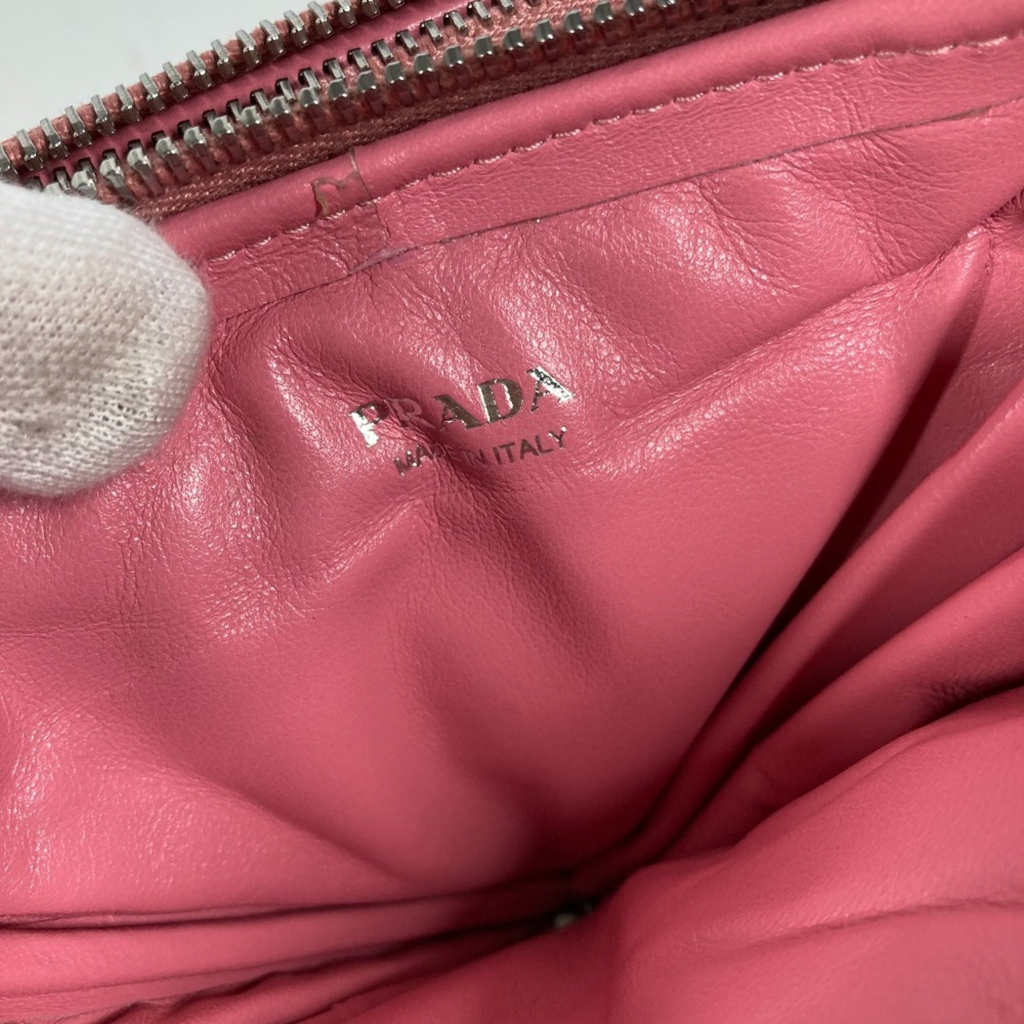 Prada Pink Leather Pochette Pouch Shoulder Bag