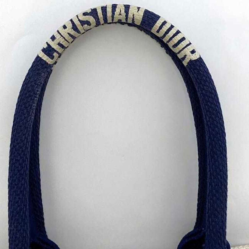 Christian Dior Navy Red Color White Canvas Handbag (Pre-Owned)
