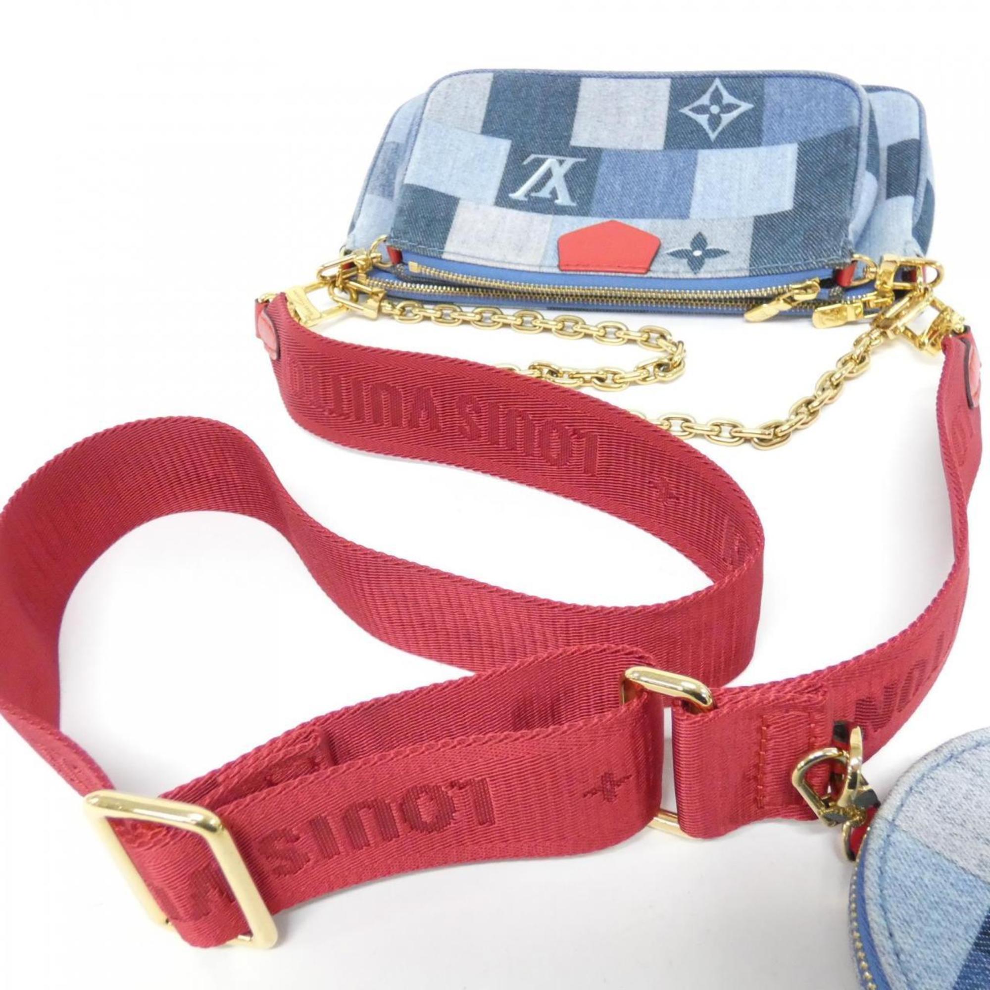 Louis Vuitton Monogram Denim Rouge Canvas Pochette Shoulder Bag
