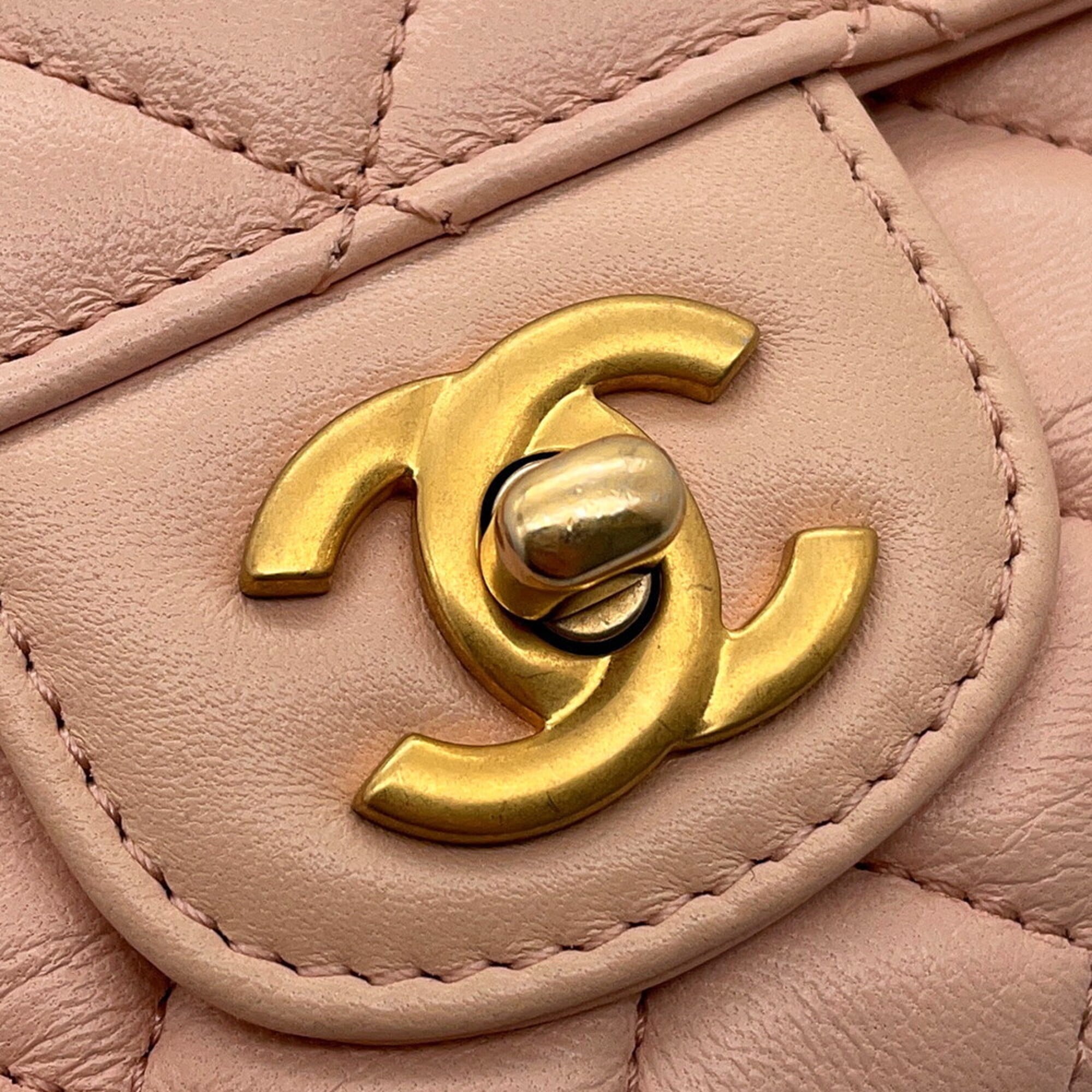 Chanel Light Pink Leather Handbag Shoulder Bag