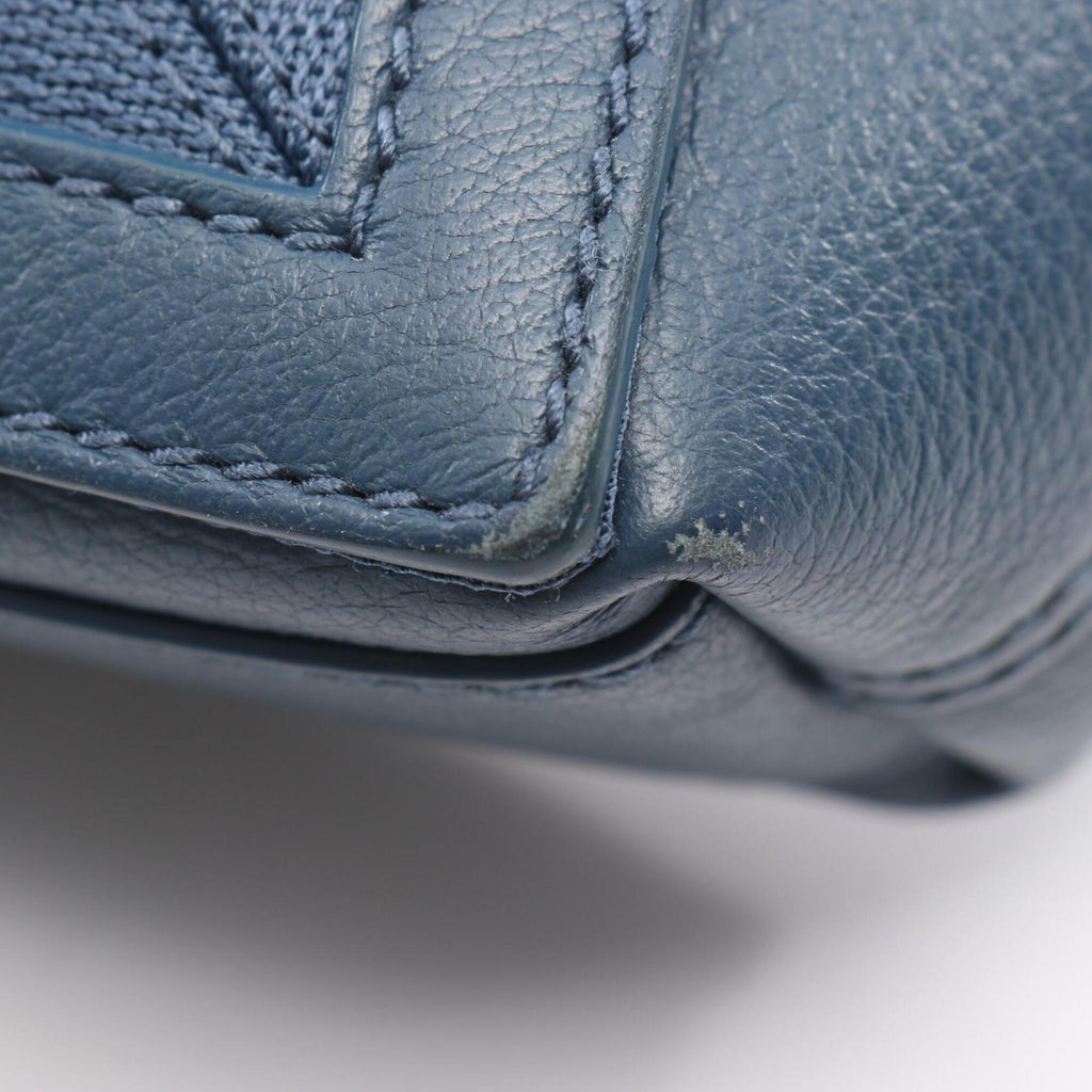 Balenciaga Navy Canvas Leather Handbag Pouch