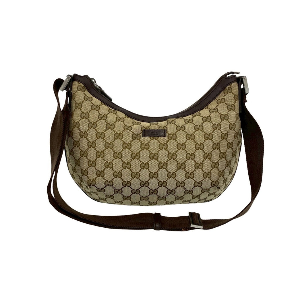 Gucci Brown Canvas Leather Pochette Shoulder Bag (Pre-Owned)