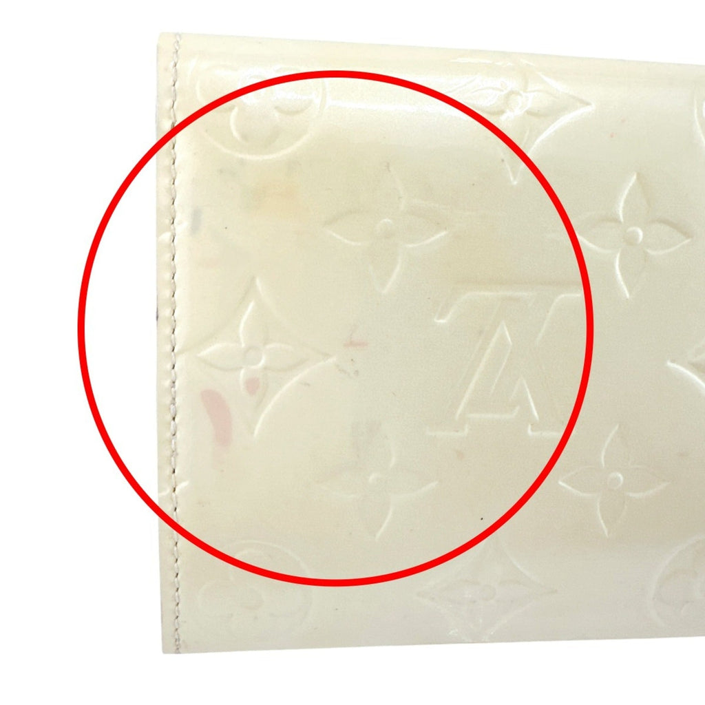 Louis Vuitton Cream White Monogram Vernis Long Wallet (Tri-Fold)