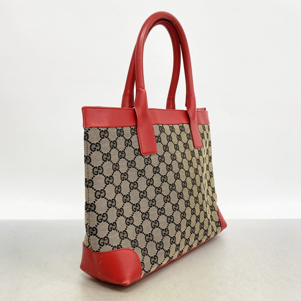 Gucci Black Red Color Canvas Tote Bag (Pre-Owned)