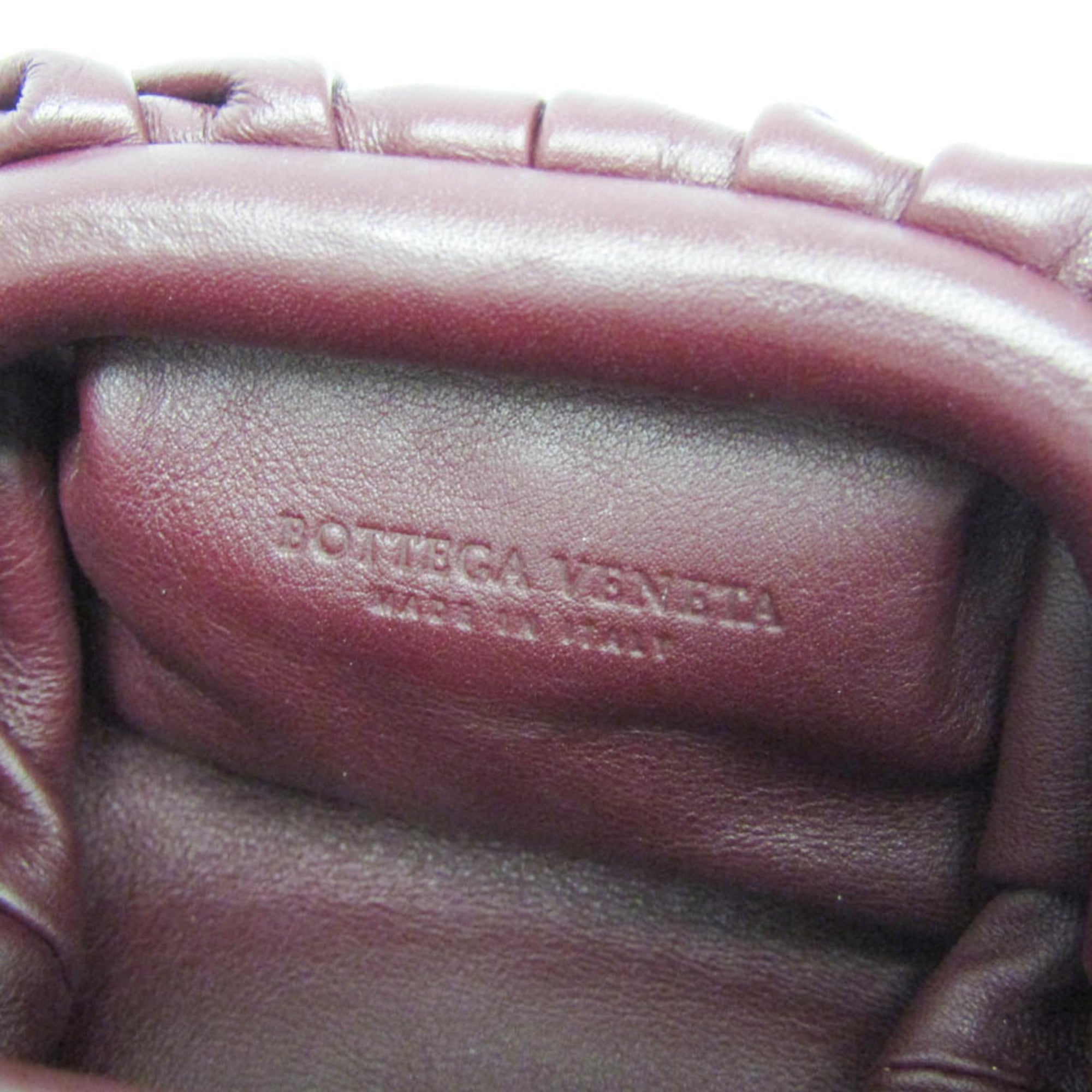 Bottega Veneta The Pouch Leather Burgundy Leather Clutche & Pouche Bag