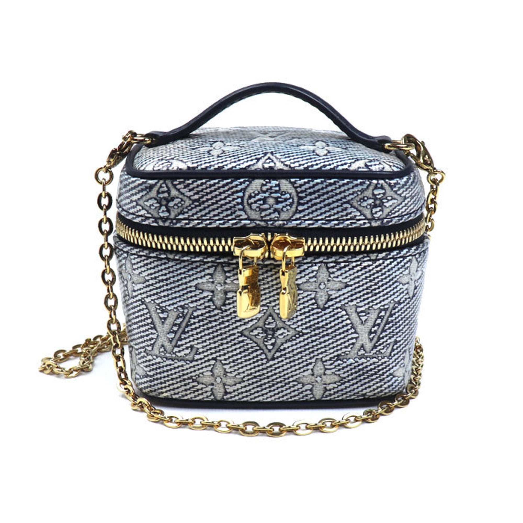 Louis Vuitton Navy Jacquard Denim Shoulder Bag Vanity Bag