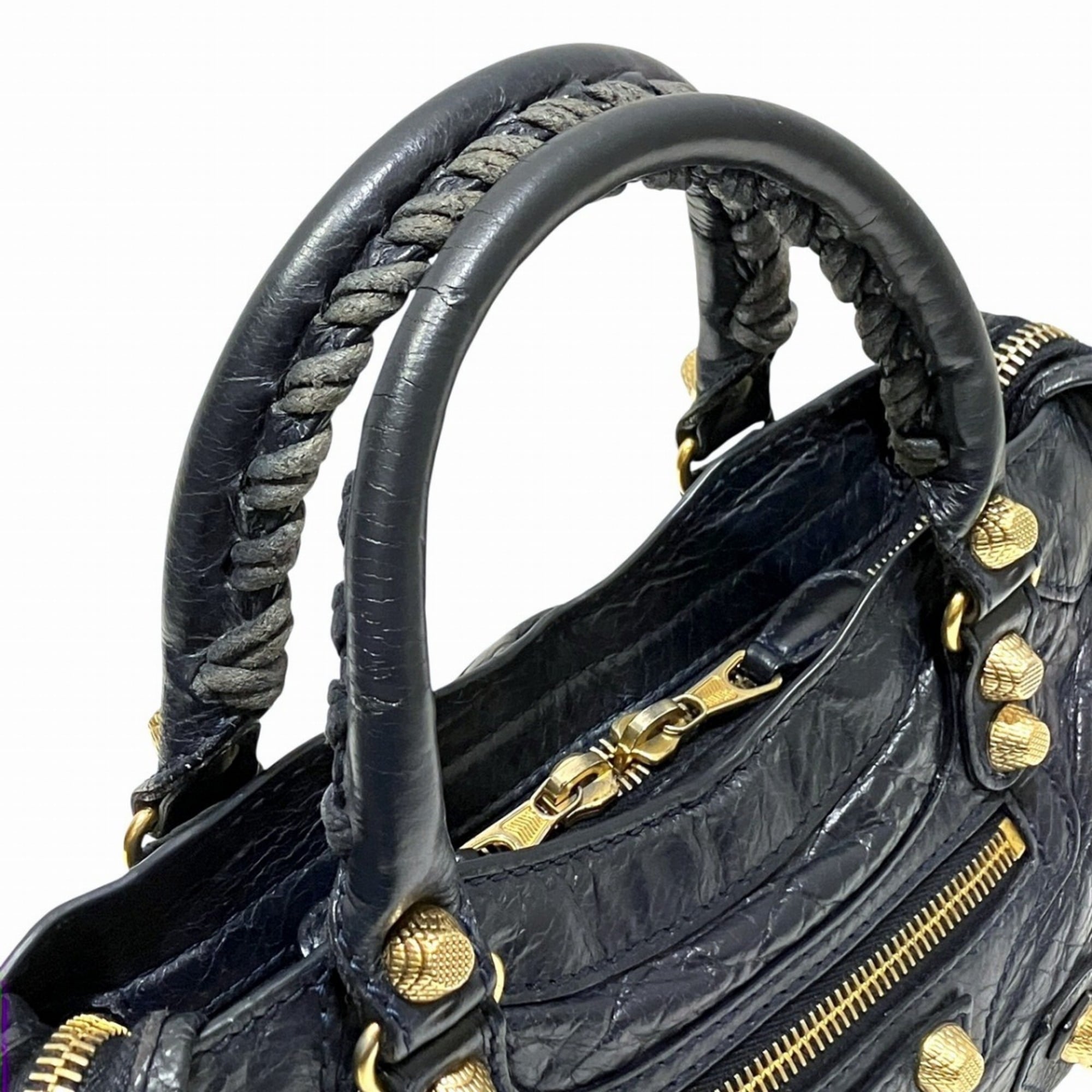 Balenciaga Navy Leather Hand