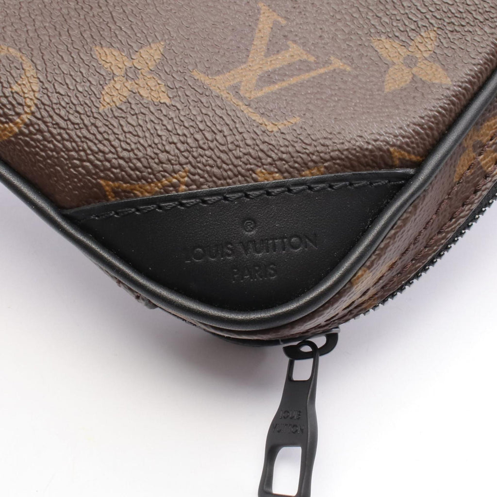 Louis Vuitton Black Brown Coated Canvas Leather Fanny Pack