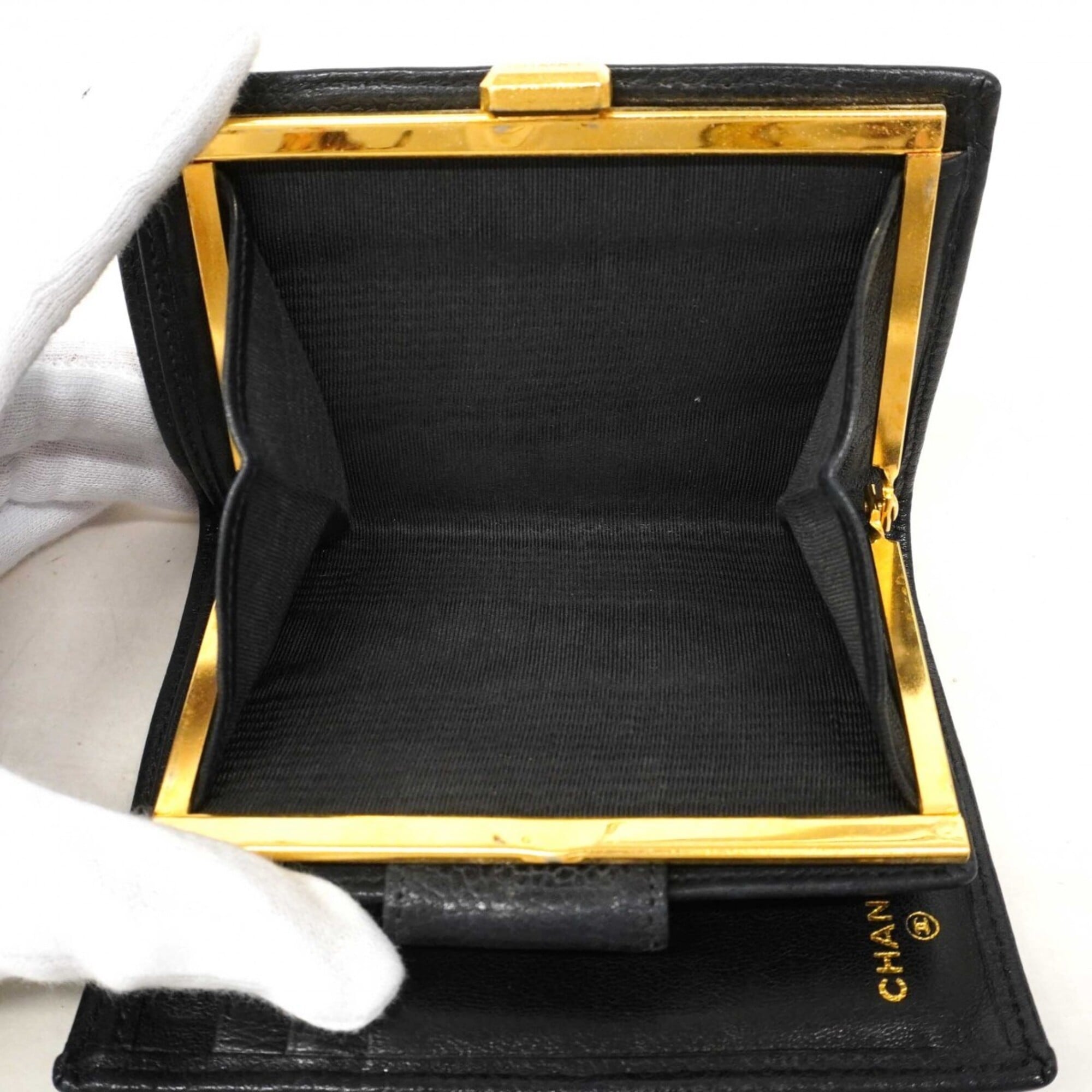 Chanel Black Grained Calfskin Wallet (Bi-Fold)