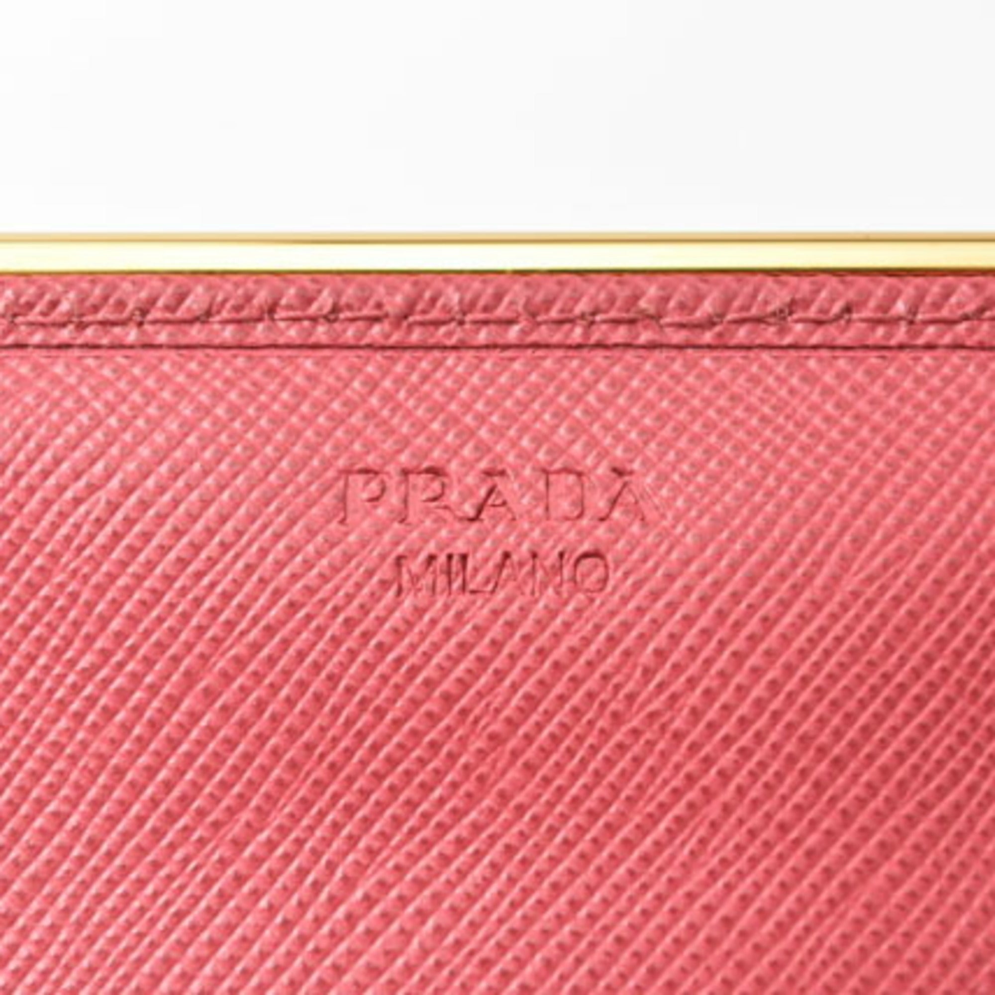 Prada Peonia Saffiano Metal Saffiano Metal Long Wallet (Bi-Fold)
