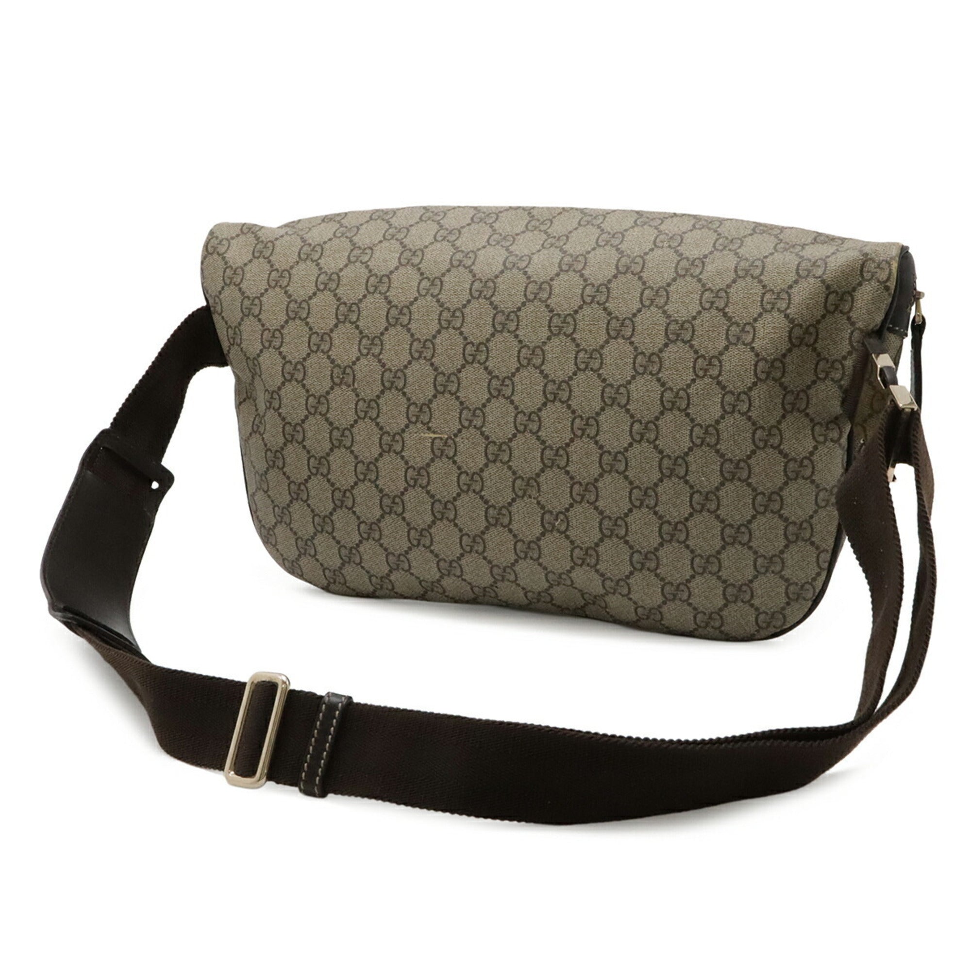 Gucci Gg Plus Beige Dark Brown Gg Supreme Leather Sling Bag (Pre-Owned)
