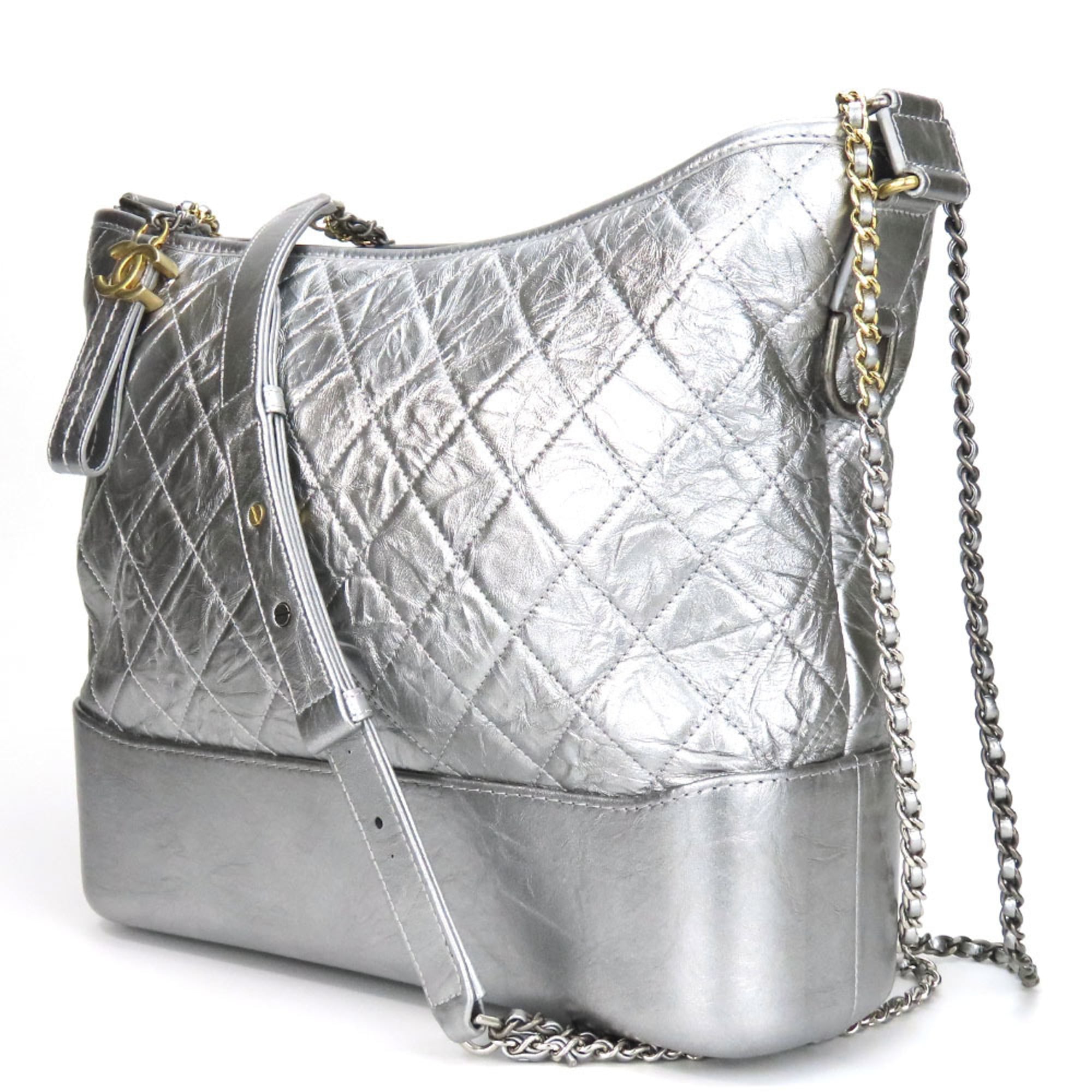 Chanel Metallic Silver Leather Shoulder Bag