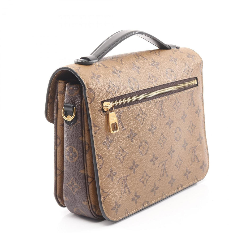 Louis Vuitton Black Brown Coated Canvas Monogram Reverse Pvc Leather Handbag Pochette