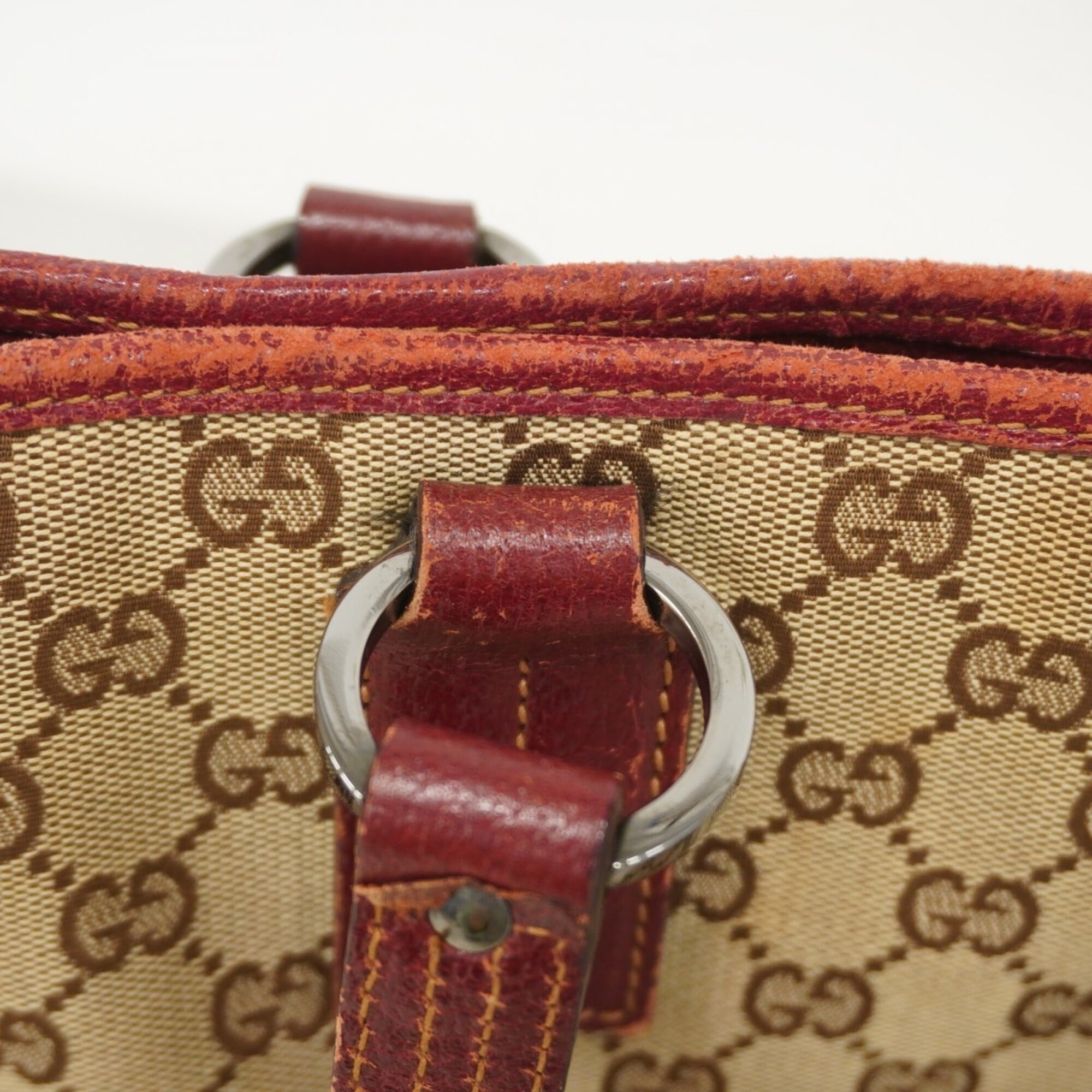 Gucci Beige Brown Canvas Tote Bag (Pre-Owned)