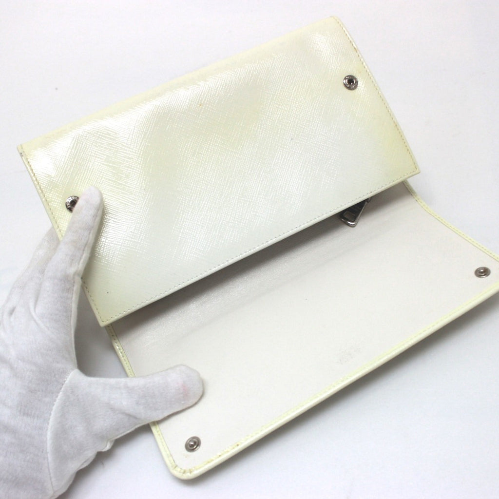 Prada White Leather Long Wallet (Bi-Fold)