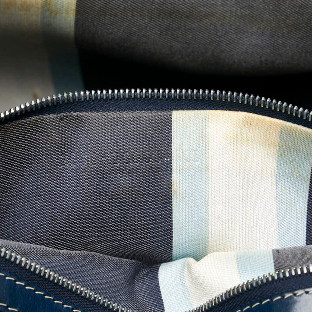 Fendi Navy Canvas Leather Handbag