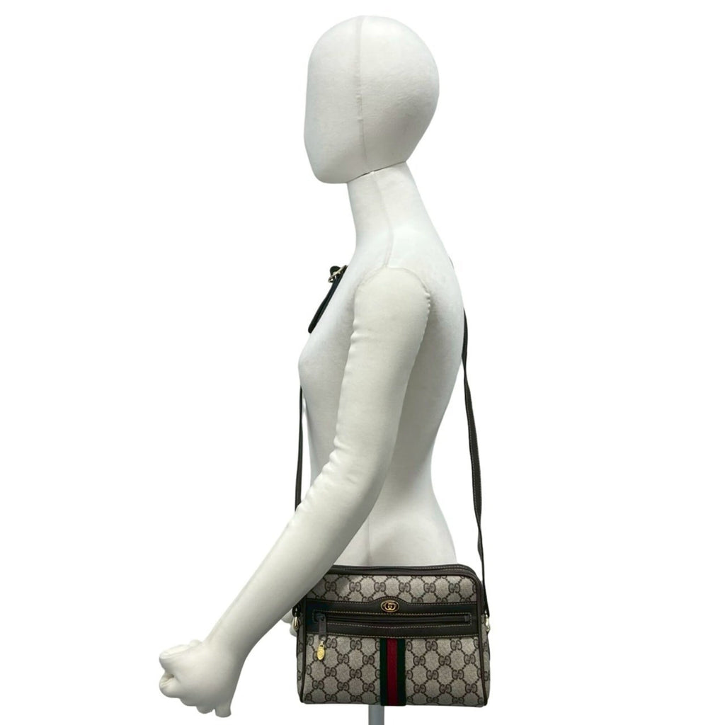 Gucci Brown Green Red Color Pvc Leather Shoulder Bag (Pre-Owned)