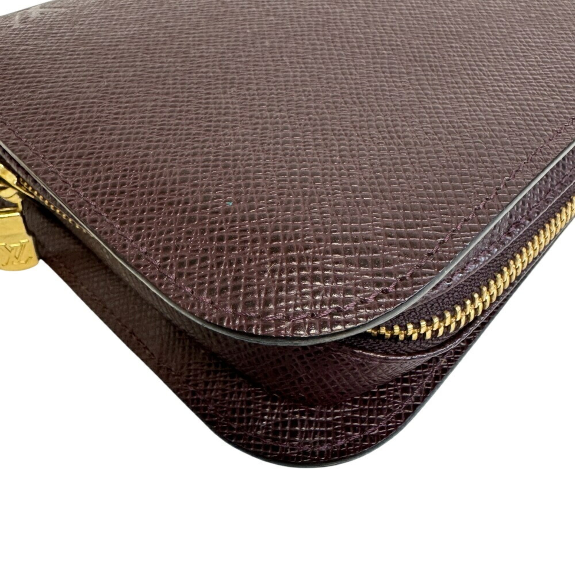 Louis Vuitton Wine Taiga Leather Clutch Bag