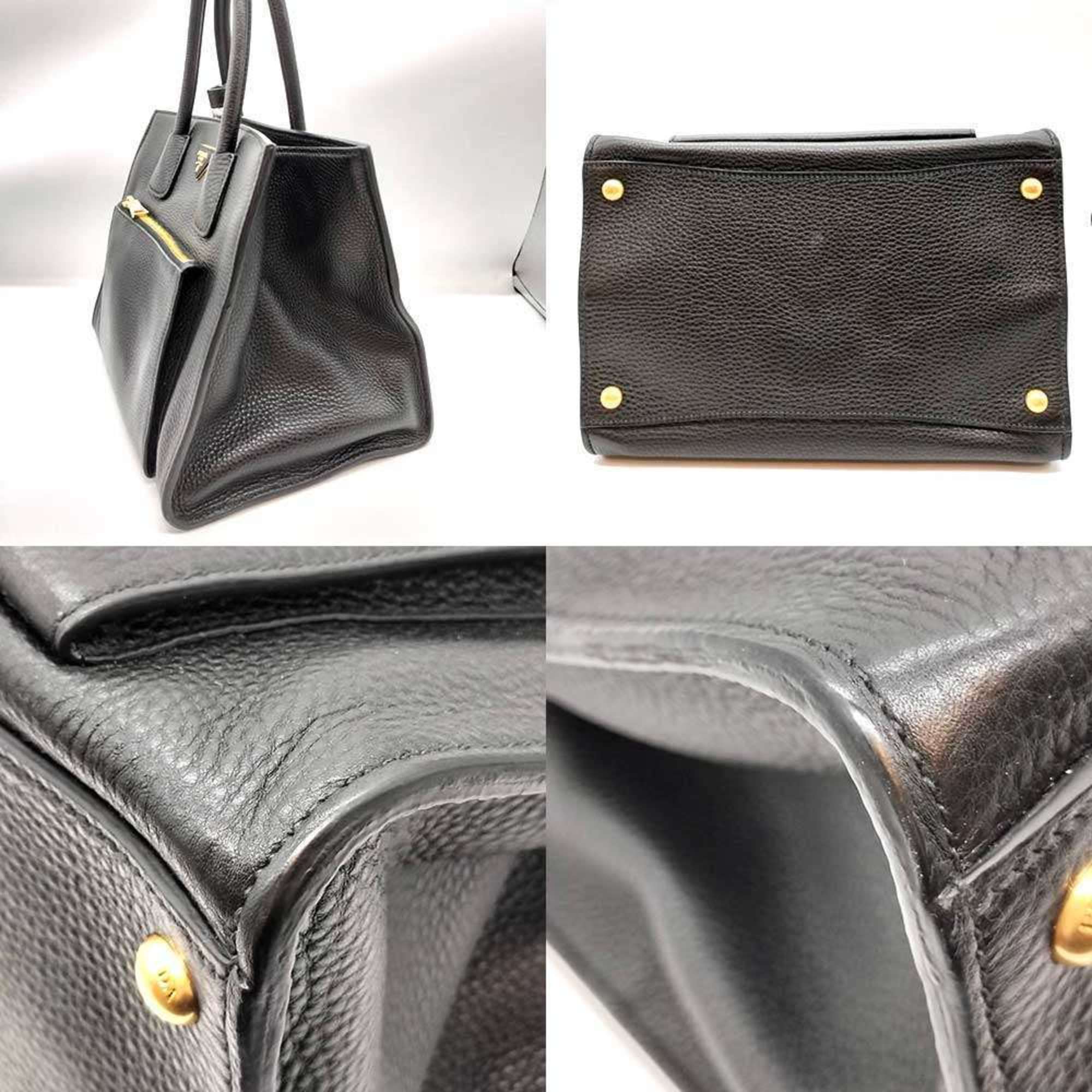 Prada Black Leather Handbag Shoulder Bag