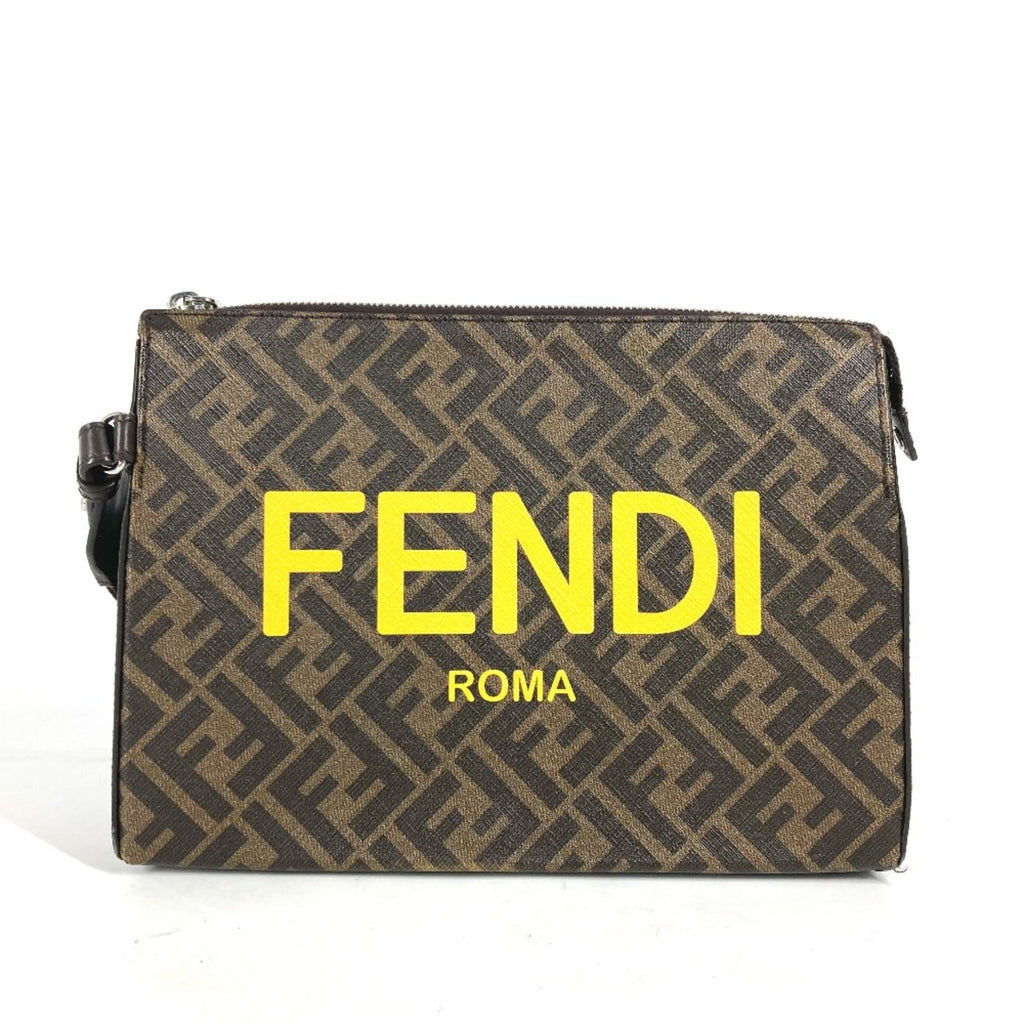 Fendi Brown Leather Clutch Bag