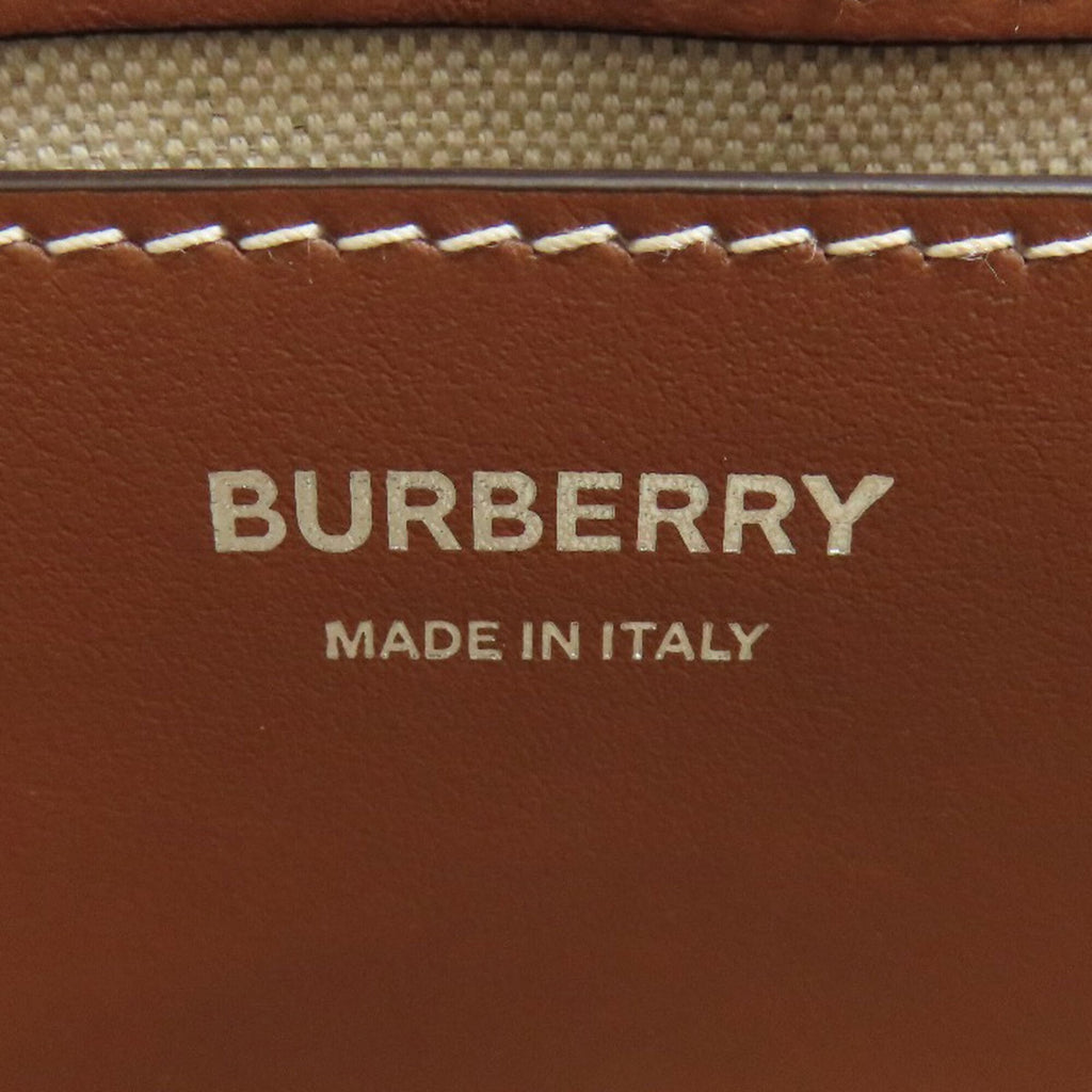 Burberry Black Brown Canvas Leather Shoulder Bag