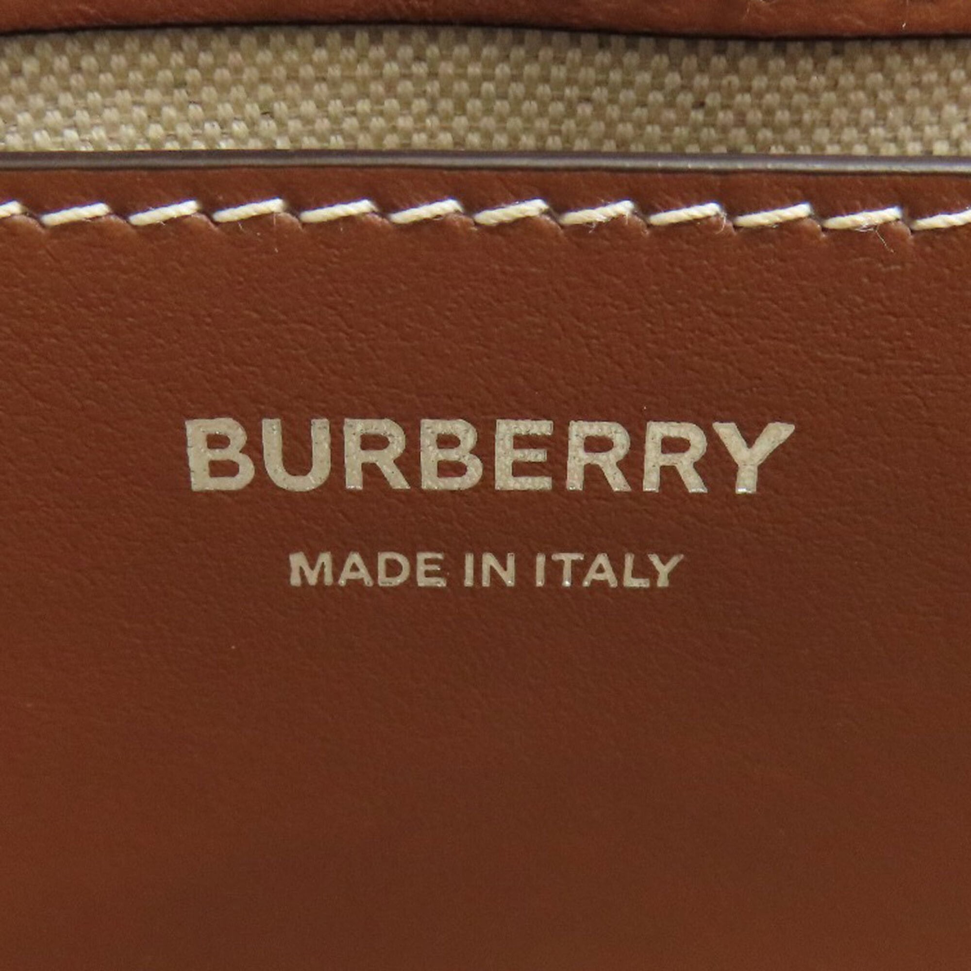 Burberry Black Brown Canvas Leather Shoulder Bag