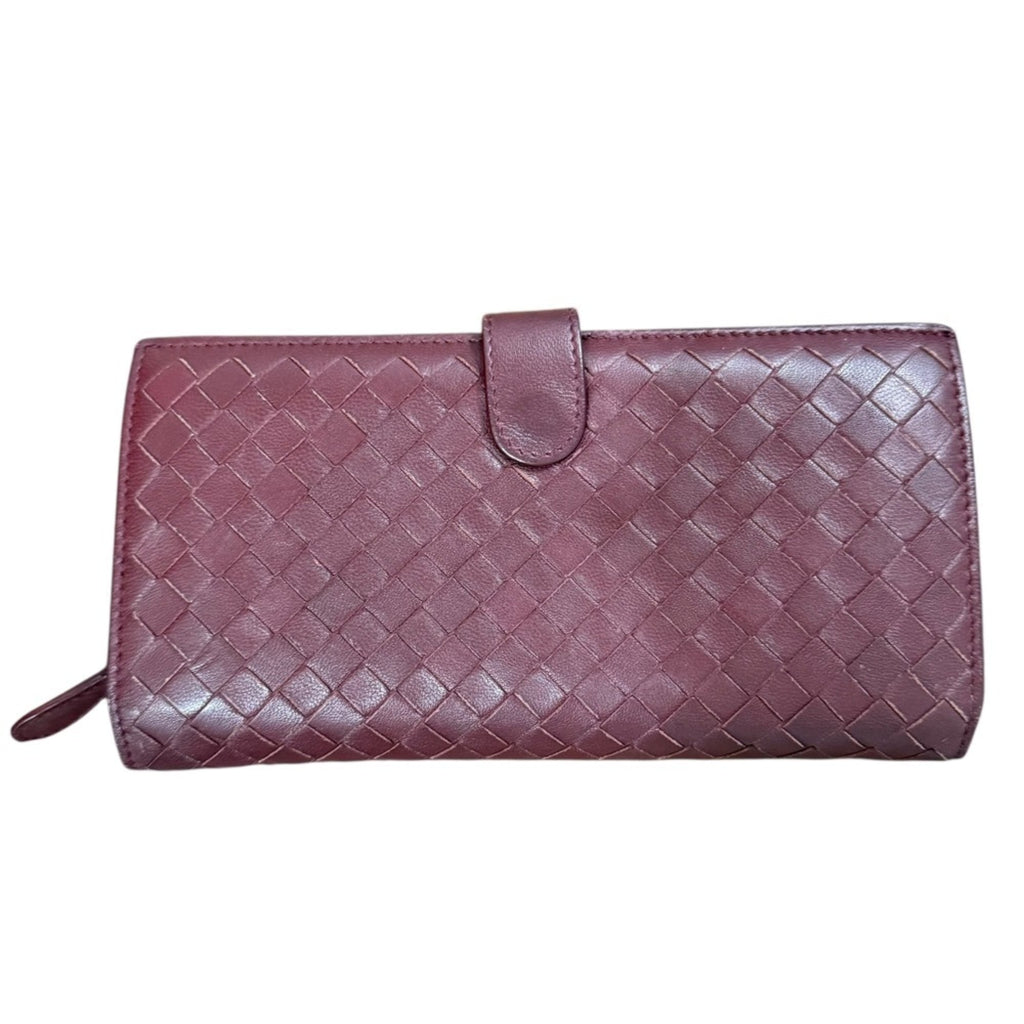 Bottega Veneta Bordeaux Intrecciato Long Wallet (Bi-Fold)