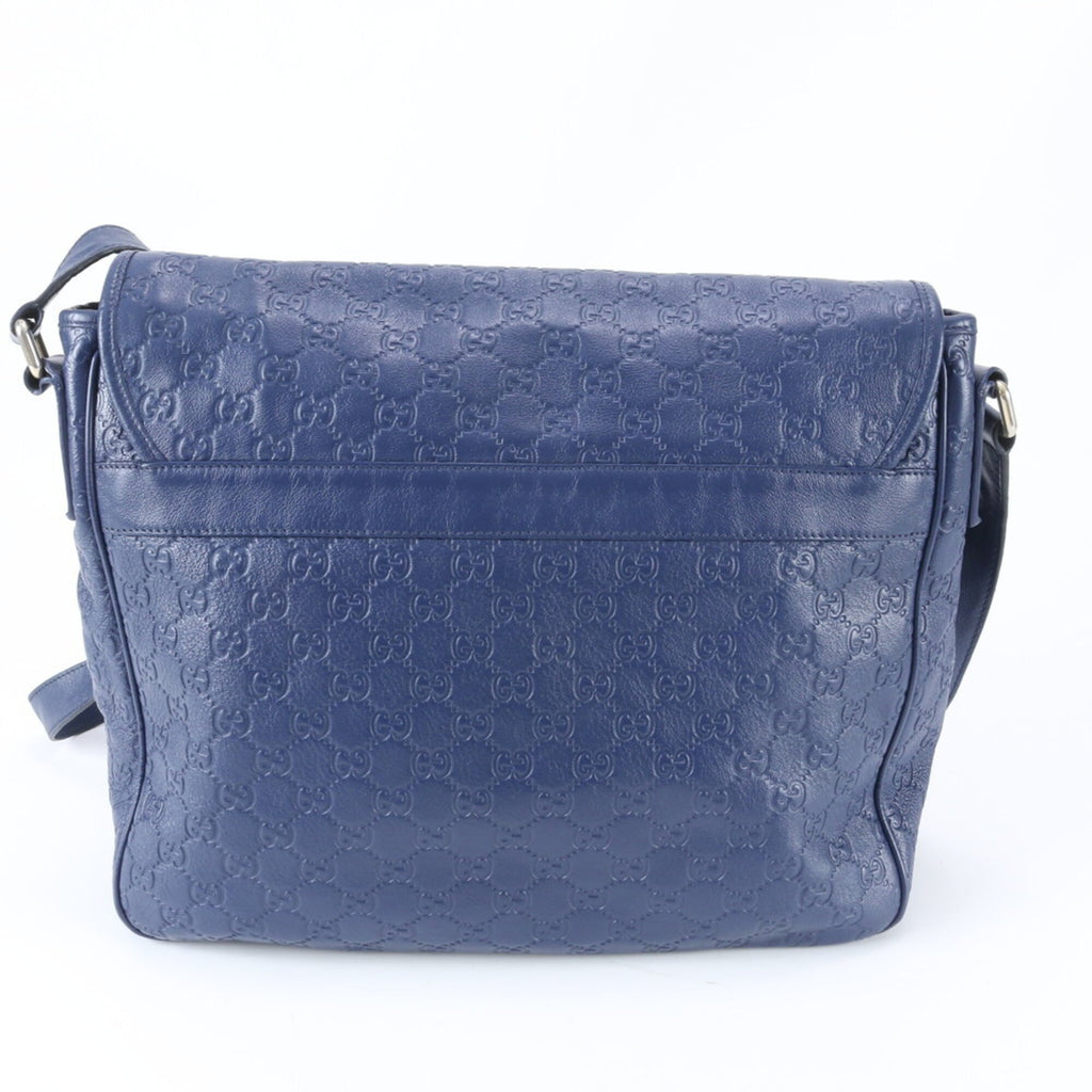 Gucci Guccissima Blue Leather Shoulder Bag (Pre-Owned)