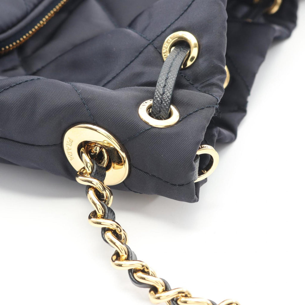 Prada Navy Nylon Saffiano Handbag