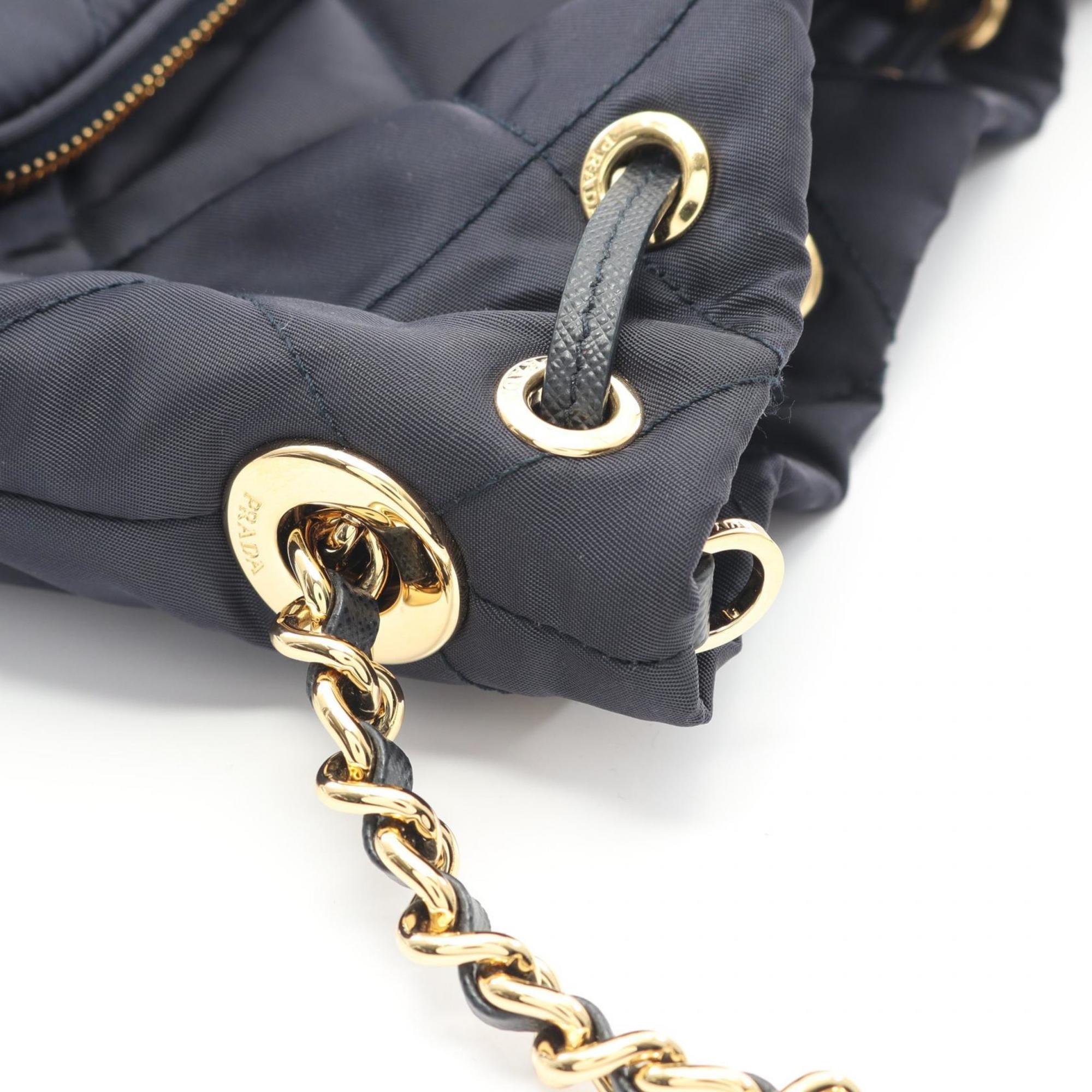 Prada Navy Nylon Saffiano Handbag