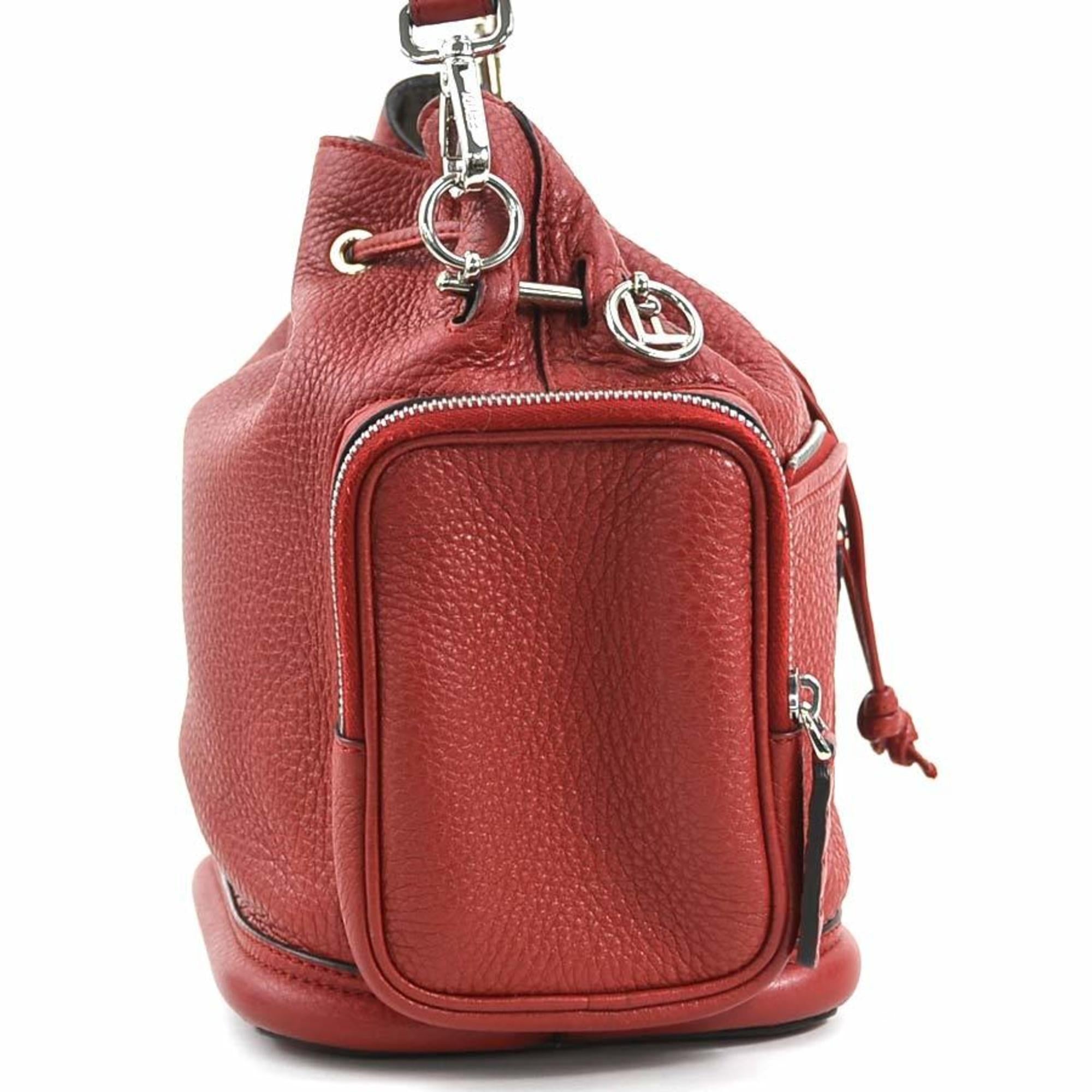 Fendi Burgundy Red Color Leather Shoulder Bag