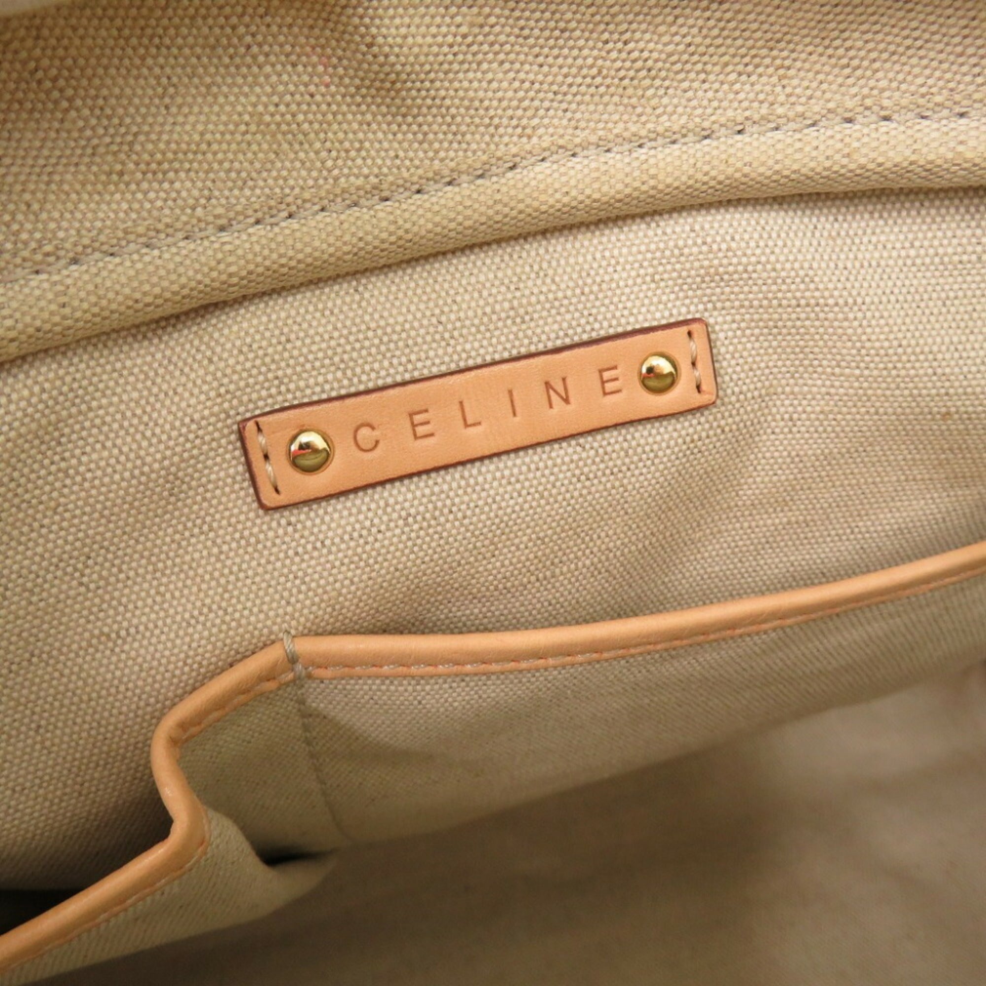 Celine Beige Gray White Pvc Leather Boston Bag Handbag