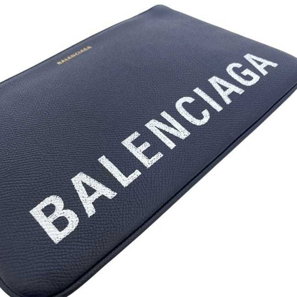 Balenciaga Navy Leather Clutch Bag Pouch