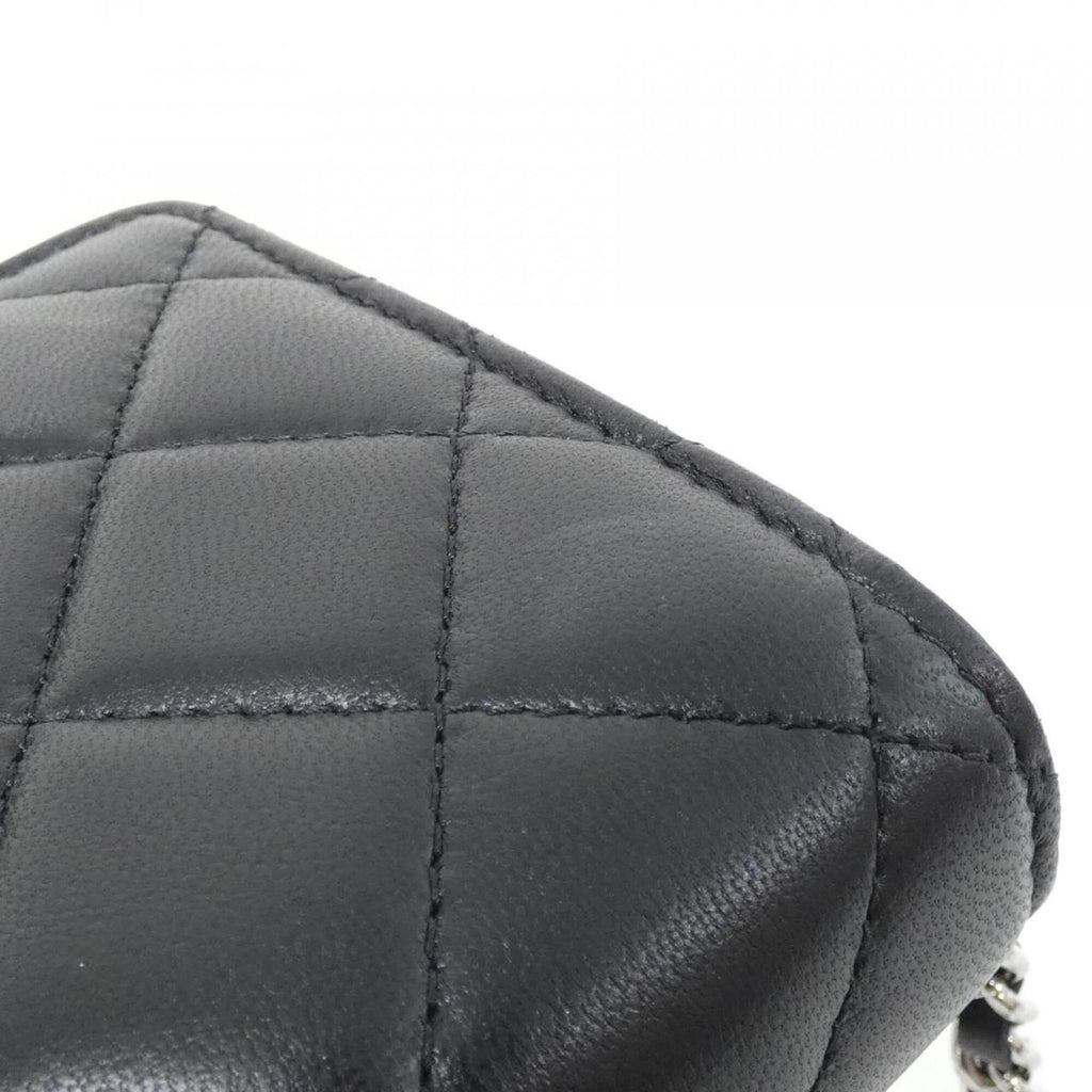Chanel Black Bordeaux Leather Chain/Shoulder Wallet
