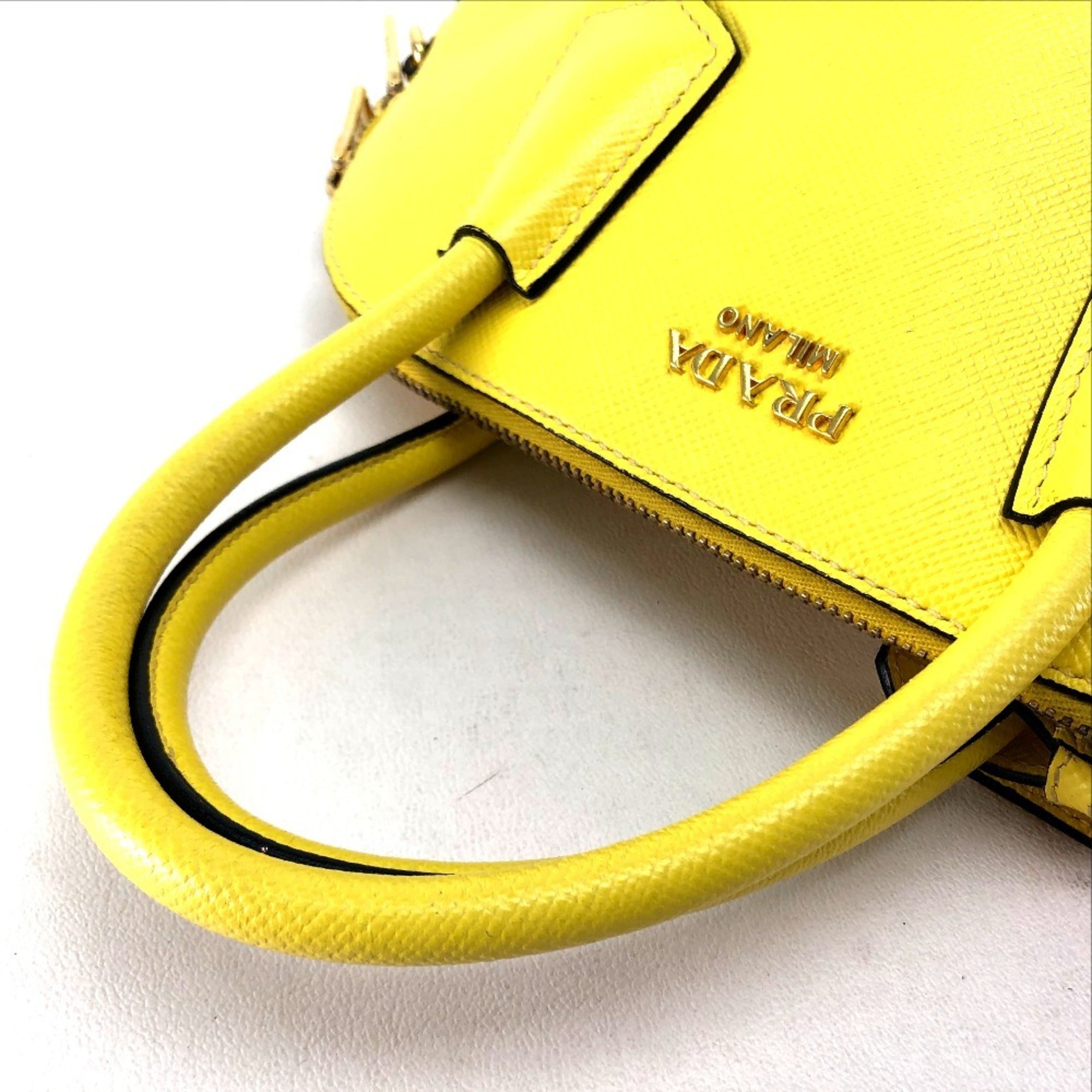 Prada Yellow Leather Handbag Shoulder Bag