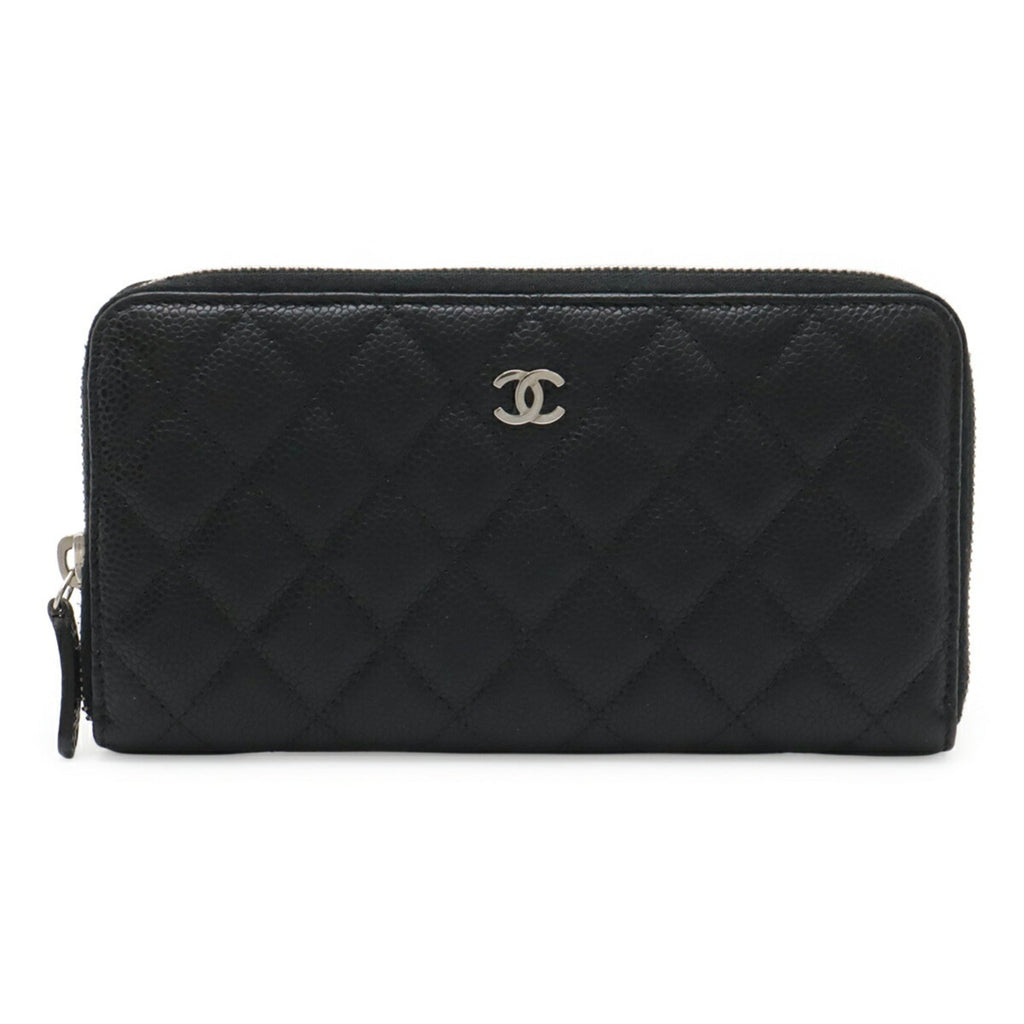 Chanel Matelasse Black Grained Calfskin Long Wallet (Bi-Fold)