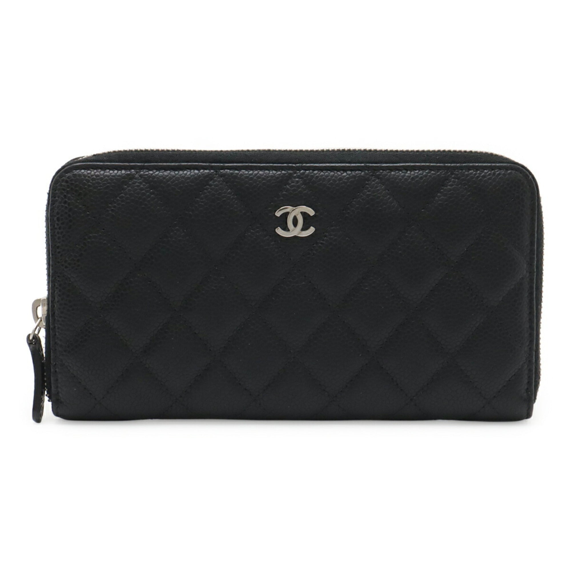 Chanel Matelasse Black Grained Calfskin Long Wallet (Bi-Fold)