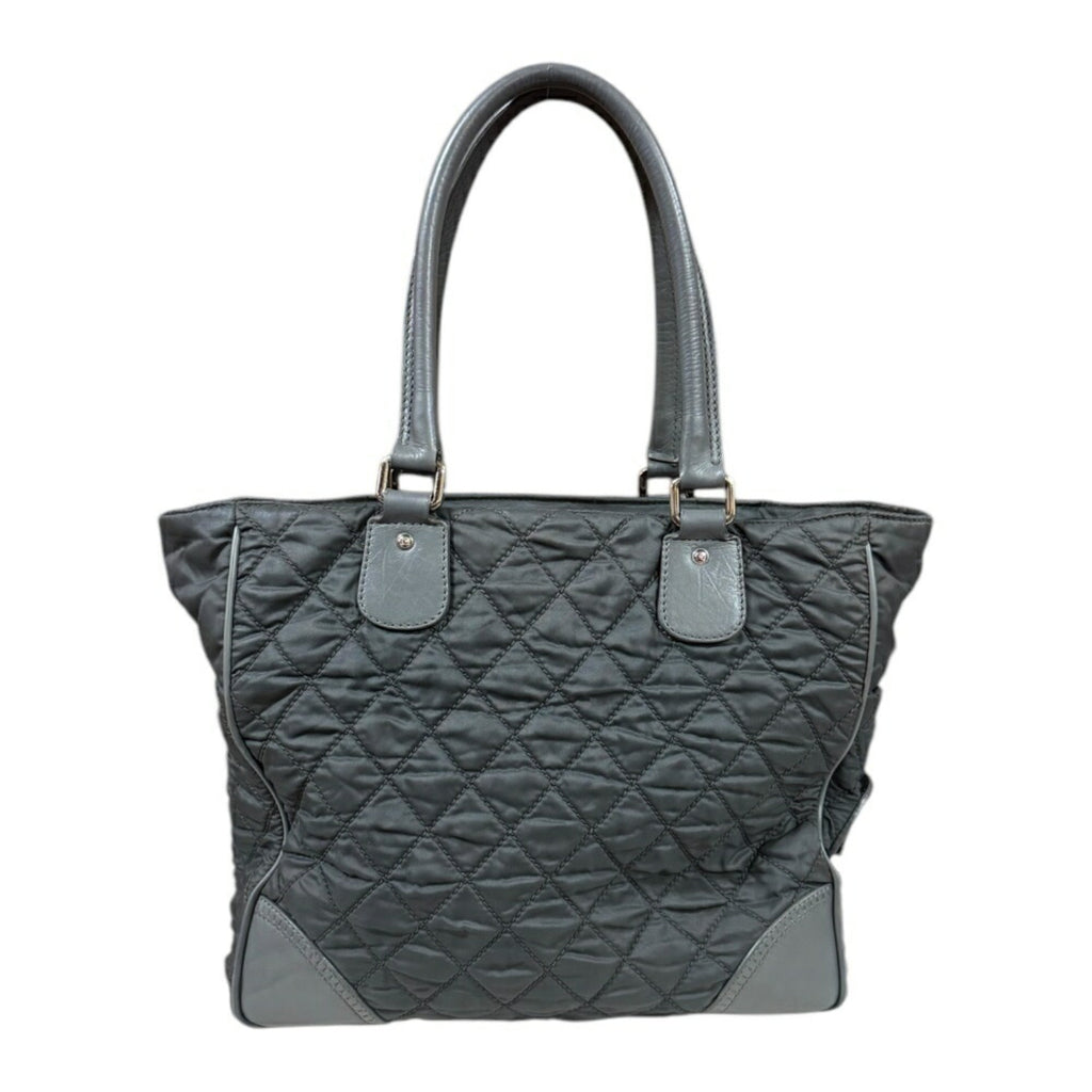 Chanel Gray Nylon Leather Tote Bag