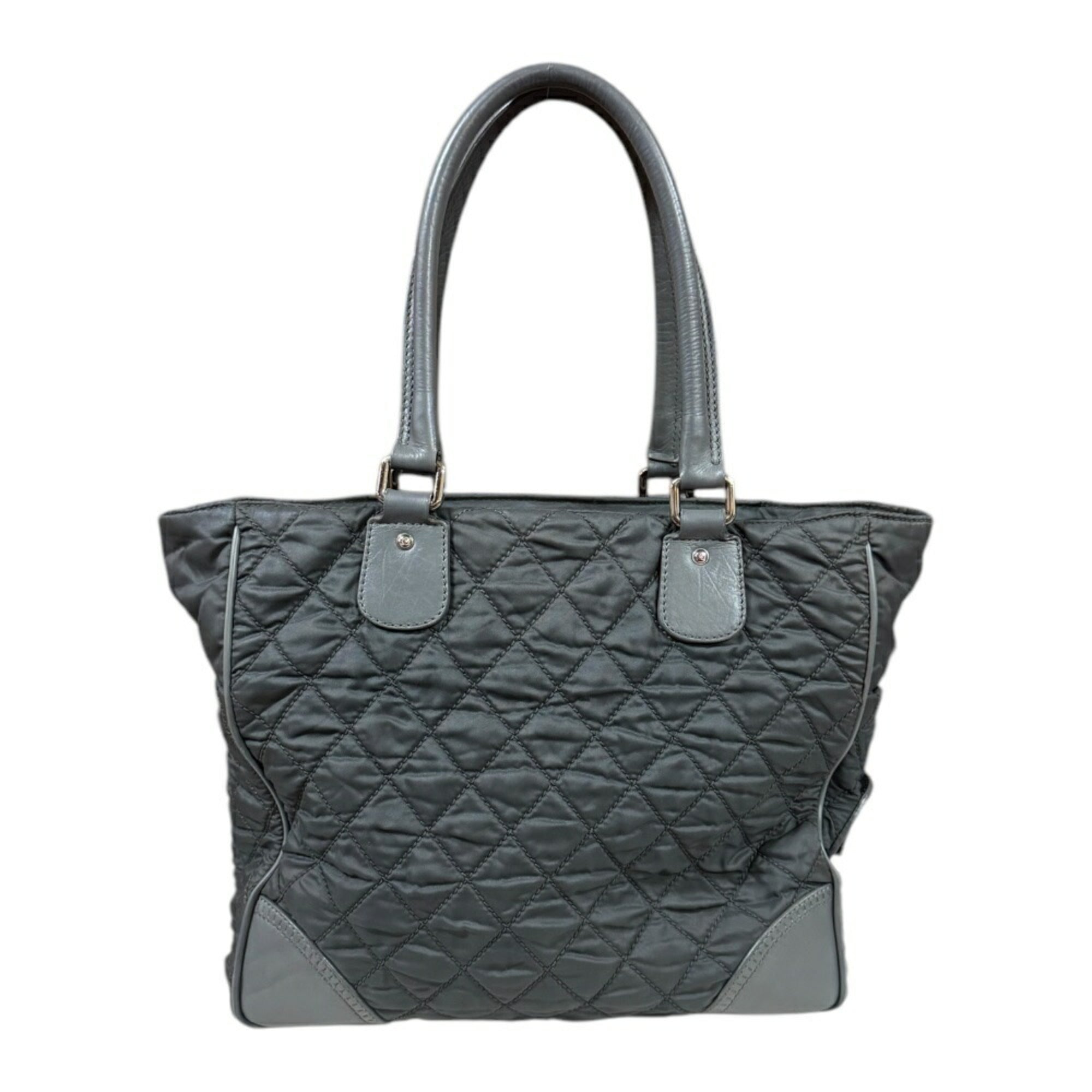 Chanel Gray Nylon Leather Tote Bag